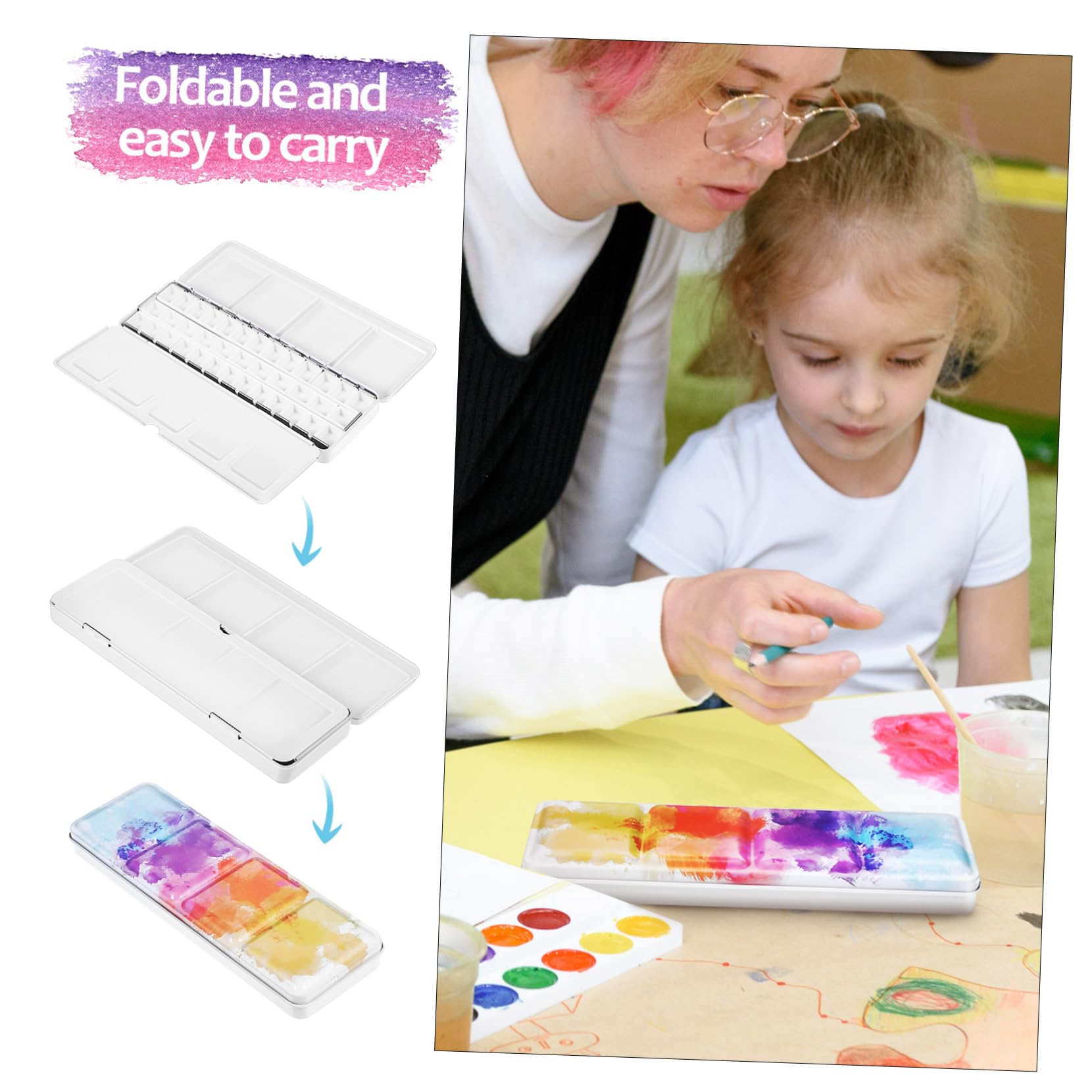 SHINEOFI 4 Pièces Boîte de Palette d'aquarelle Vide casseroles vides Mini boîte Vide pour Aquarelle Palette de Peinture Palette de Couleur Palette Aquarelle Vide Palettes de Peinture Le Fer