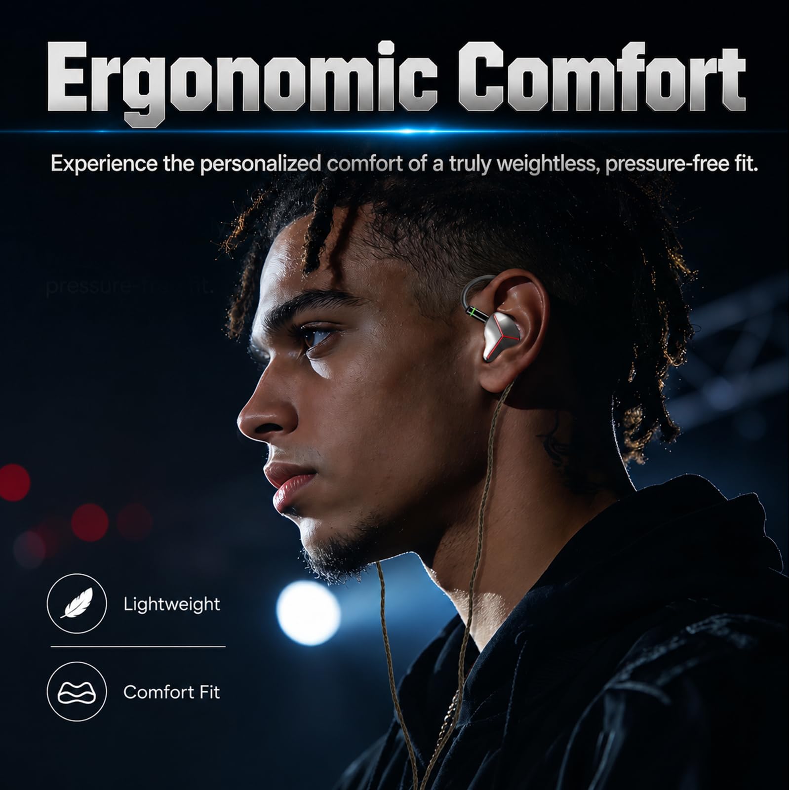 Cuffie in-ear monitor con microfono, auricolari da gioco cablati con cavo staccabile placcato argento a 2 pin, HiFi Hybrid IEM, per giocatore/cantante/musicisti, audiofili/batteristi