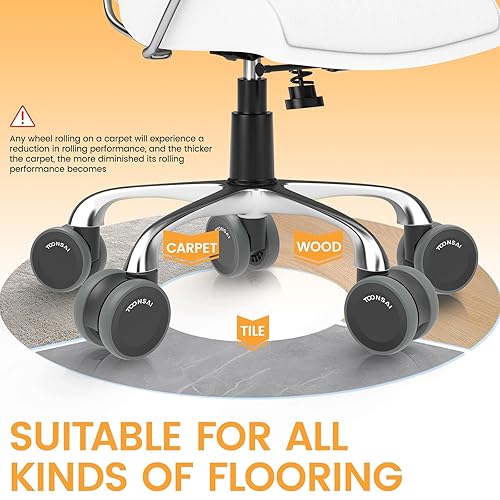 Miniatura 6 de Juego de 5 ruedas de goma de repuesto para sillas de oficina de 3 pulgadas, doble rueda resistente, 660 libras, rodamiento suave y silencioso para