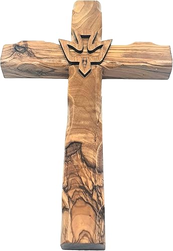 Miniatura 6 de Zuluf 7.8 "Cruz de paloma de madera de olivo colgante de pared cristiano espíritu santo tallado Jerusalén regalo dormitorio decoración CRS019