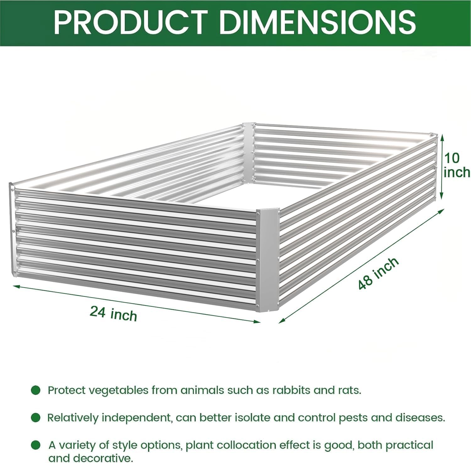 3 Pack Raised Beds for Gardening, Corrugated Galvanized Steel Raised Garden Bed, Outdoor Metal Above Ground Garden Bed for Vegetables and Flowers-4x2FT(Rectangular)