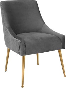 Beatrix Pleated Grey Velvet Side Chair