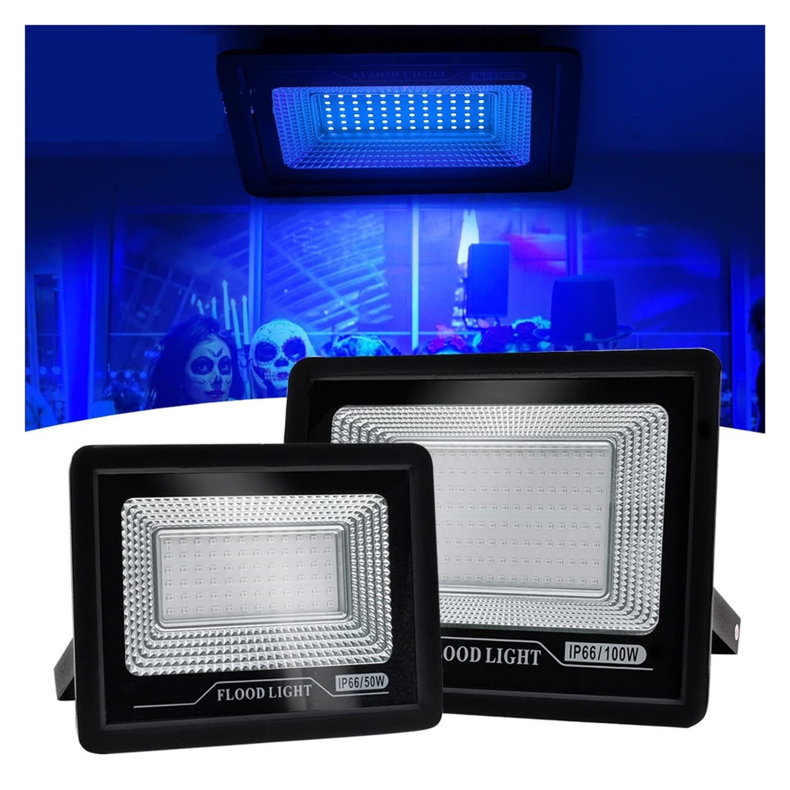 UV-Flutlichtlampe 50 W 100 UV-Härtungs-Party-Bühnen-Schwarzlicht for Partys, die Kleber aushärten 395 nm Halloween-Fluoreszenz-Bühnenlichter,Unübertroffene Lumineszenz(100W)