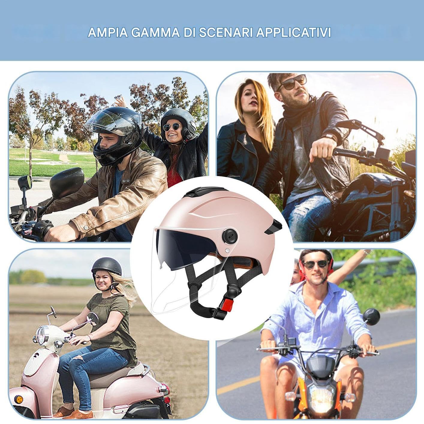 Casco per monopattino elettrico con parabrezza, caschi per adulti per uomo e donna, casco di sicurezza ad alta protezione per bicicletta elettrica, monopattino, skateboard, motociclette