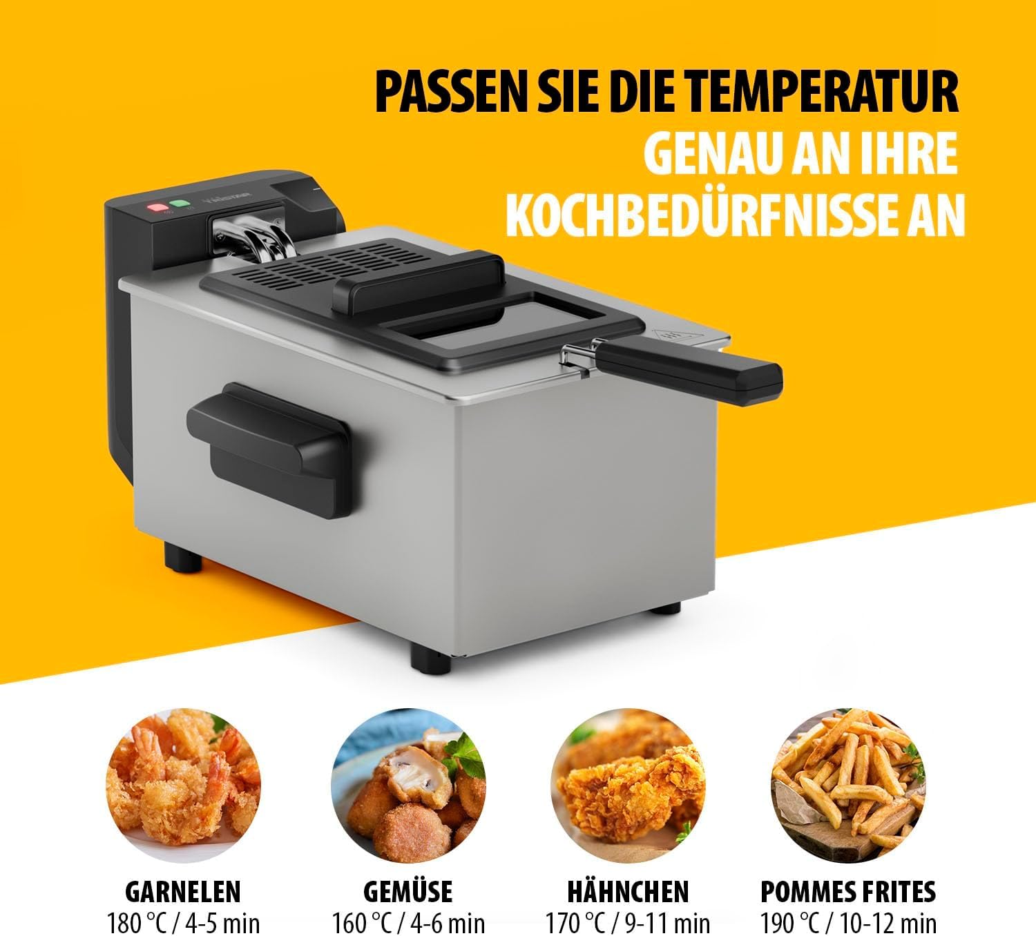 Tristar Fritteuse, 3 Liter, Cool Zone Technologie, Verstellbarer Thermostat bis 190°C, Spülmaschinenfeste Teile, Sichtfenster, Kabelaufbewahrung, Überhitzungsschutz, Kompaktes Design, FR-9327