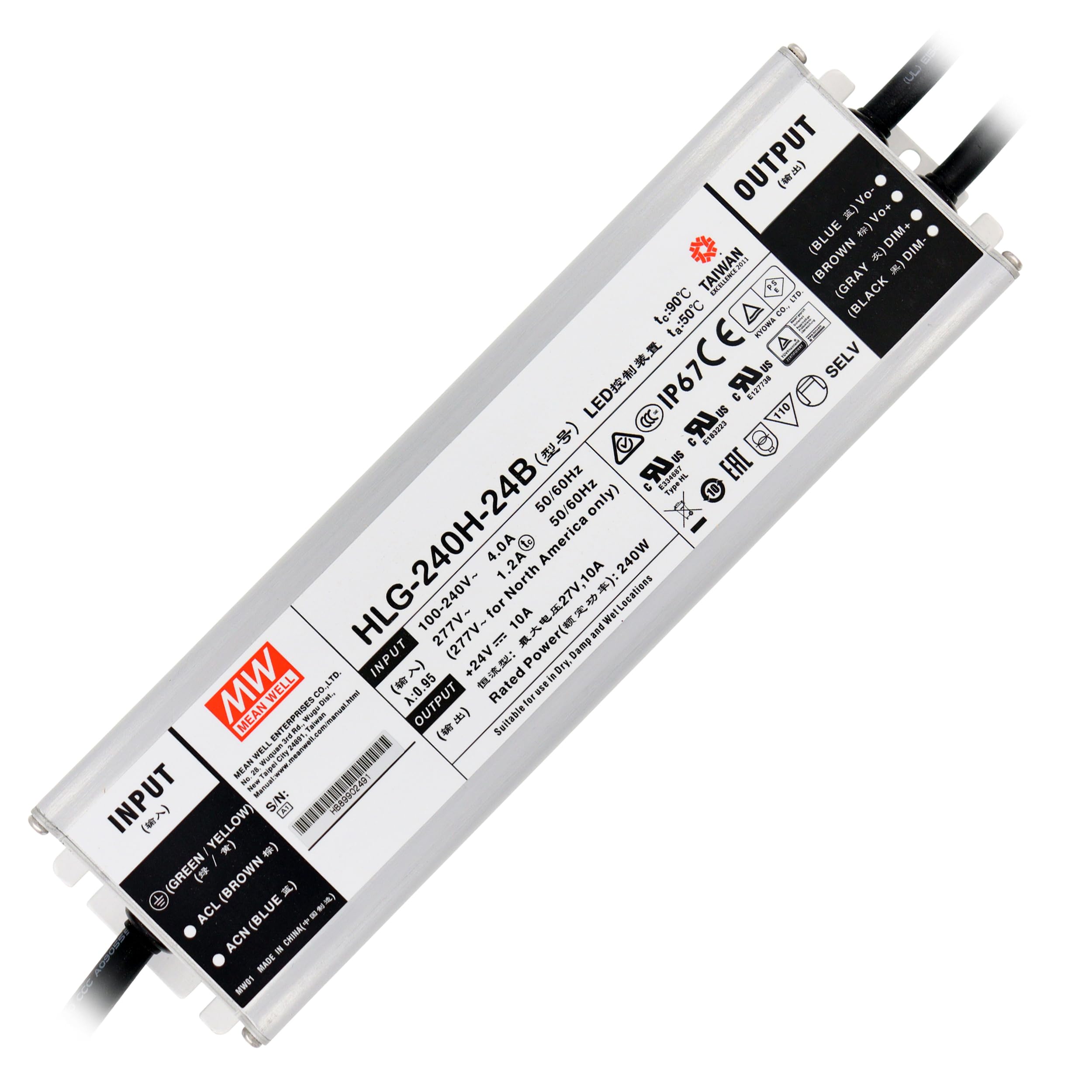 Mean Well HLG-240H-24B Switching LED Power Supply, Single Output