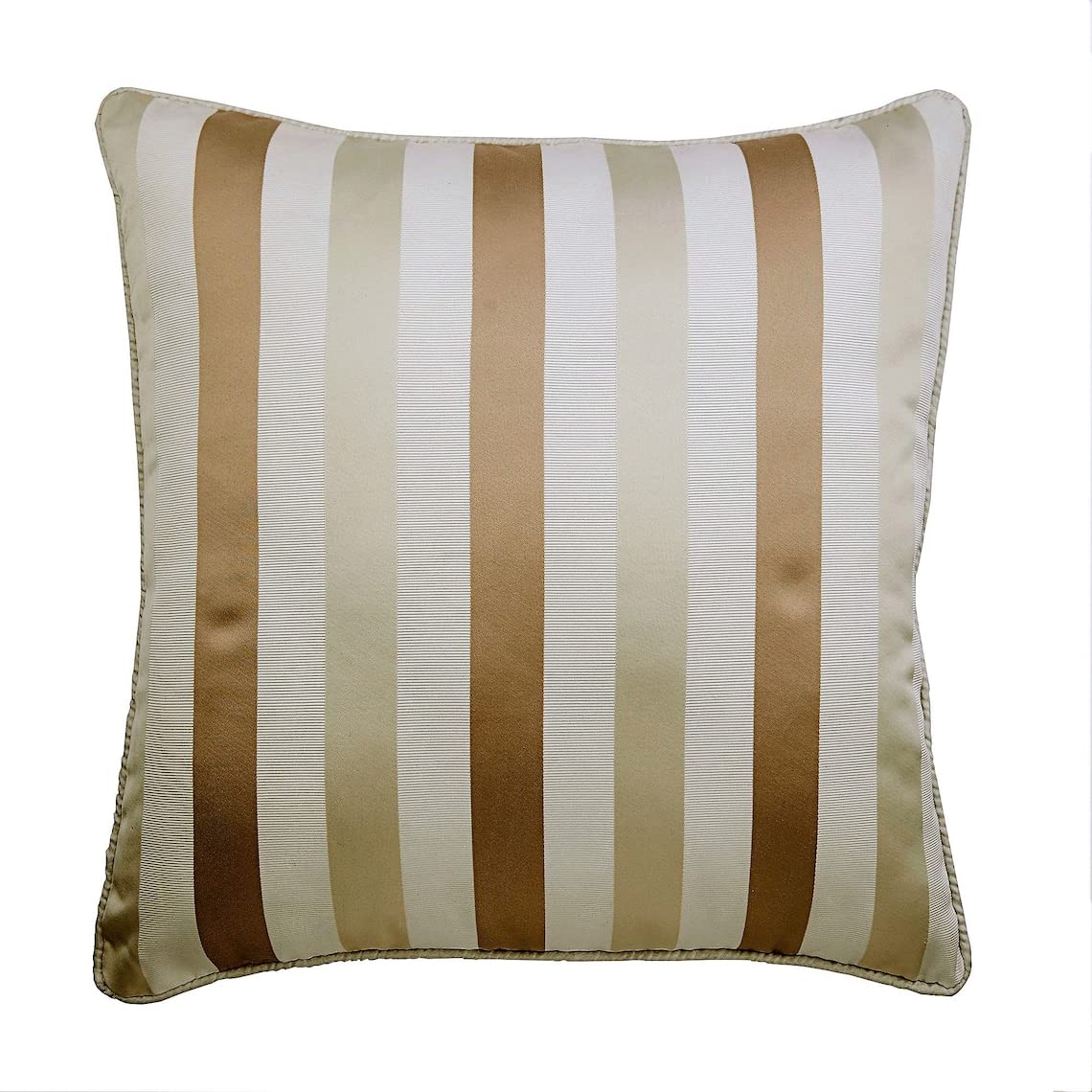 The HomeCentric Stripe Decorative Throw Cushions Covers 65 x 65 Beige And Ivory Stripe Cushion Covers Jacquard Couch Cushions, Beige Cushion Covers Pack of 2, 65x65 cm (26"x26") - Striped With Beige โ image 1