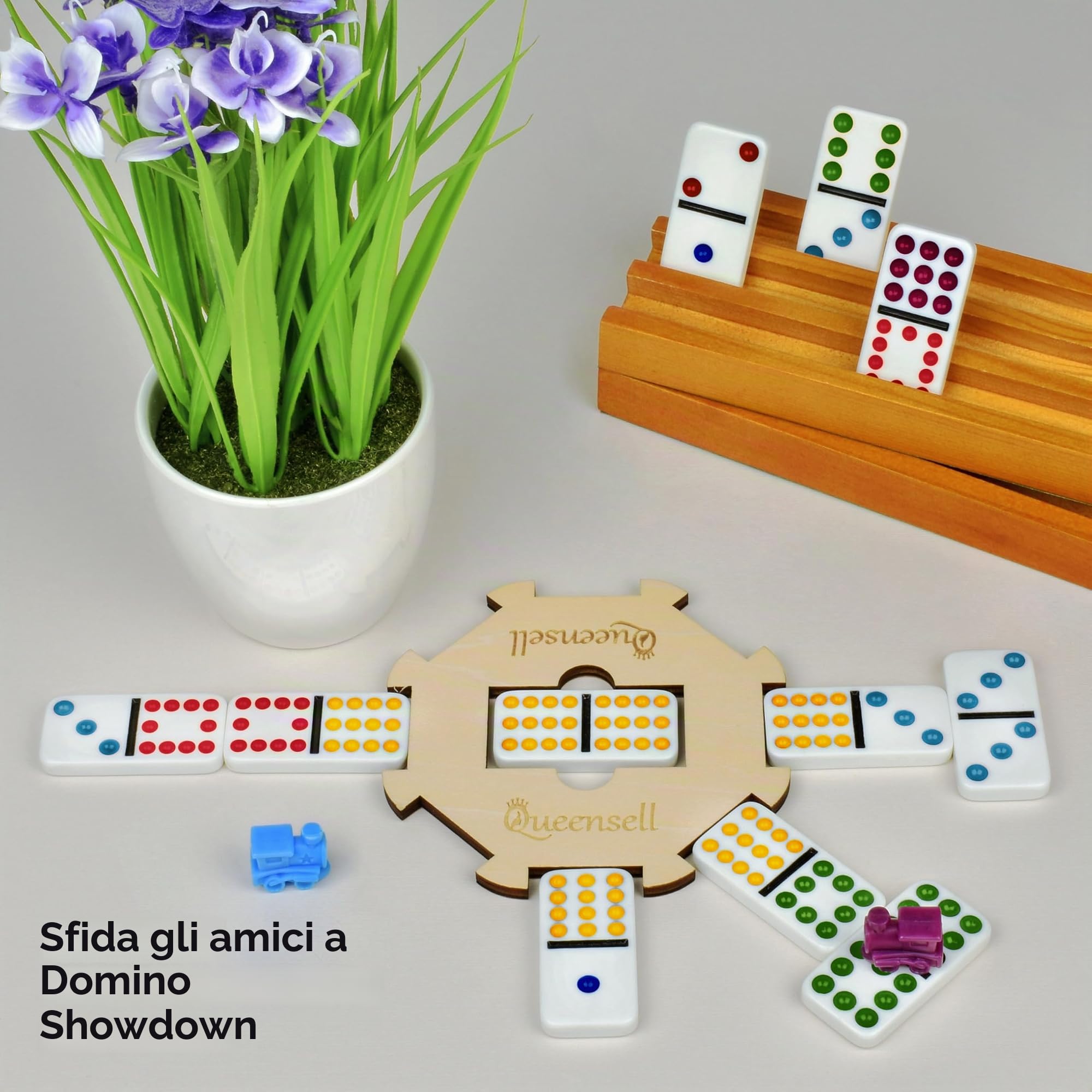 Queensell Gioco di domino da treno messicano per adulti – Gioco di domino classico – Doppio 12 domino – Gioco di domino 91 piastrelle in alluminio
