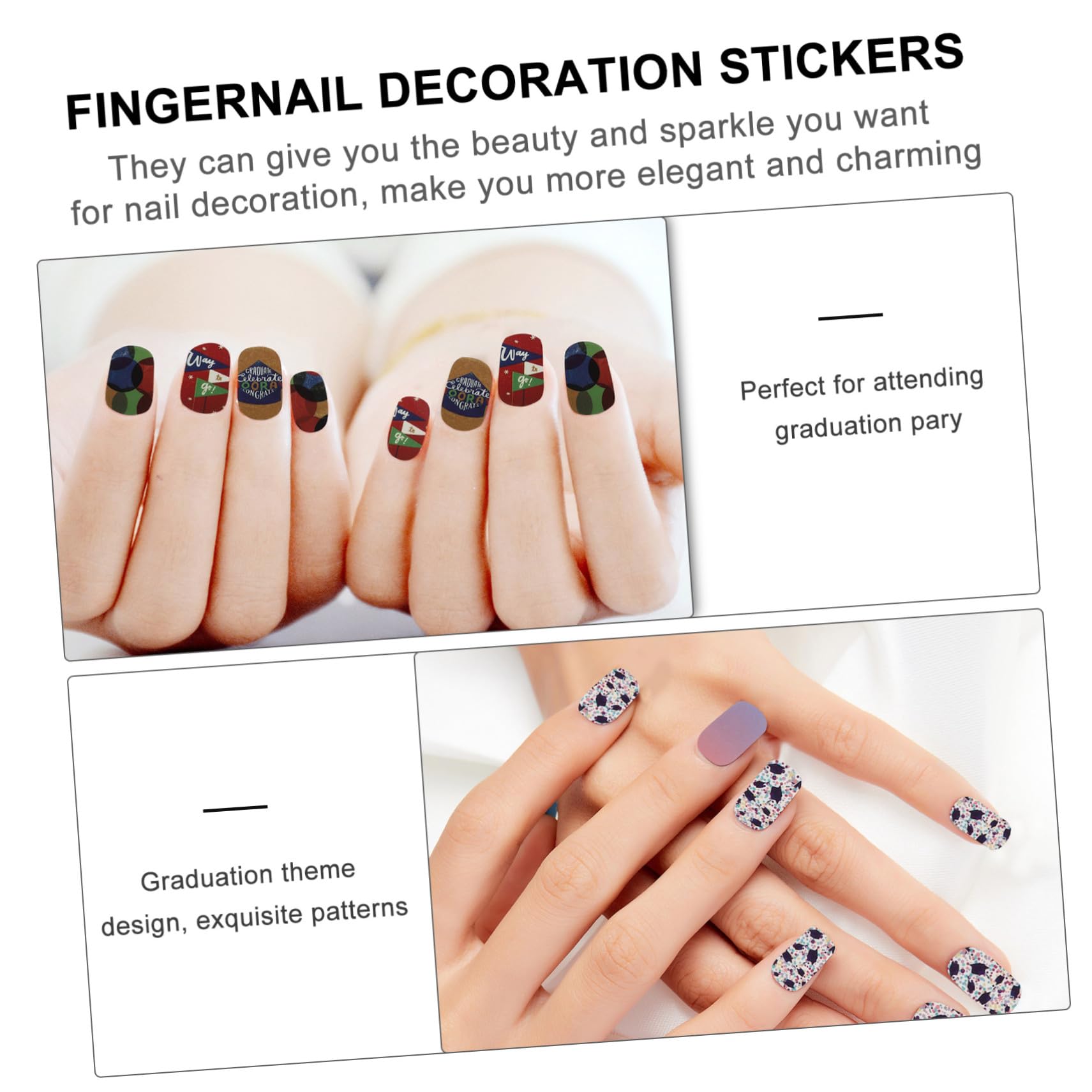 VALICLUD 3 Set Adesivi Per Unghie Francese Adesivi Per Chiodi Decorazioni Per Unghie Per Nail Art Toppe Per Unghie A Tema Laurea Decalcomanie Per Unghie A Tema Laurea Adesivo 16 Fogli*3