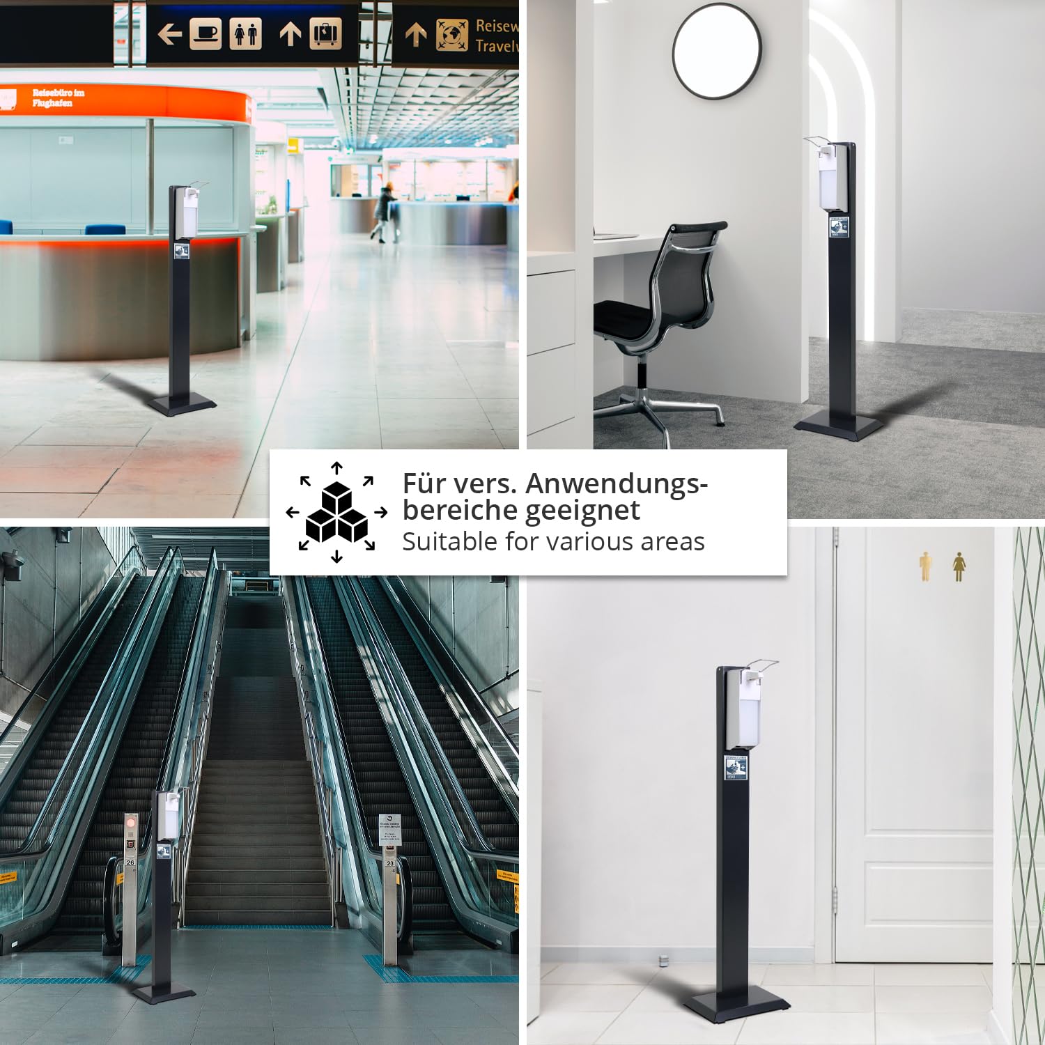 Hygienestation mit Desinfektionsspender - Desinfektionssäule mit Sensor oder Manual - Desinfektionsstation für Innen & Außen (Manual 1000 ml)