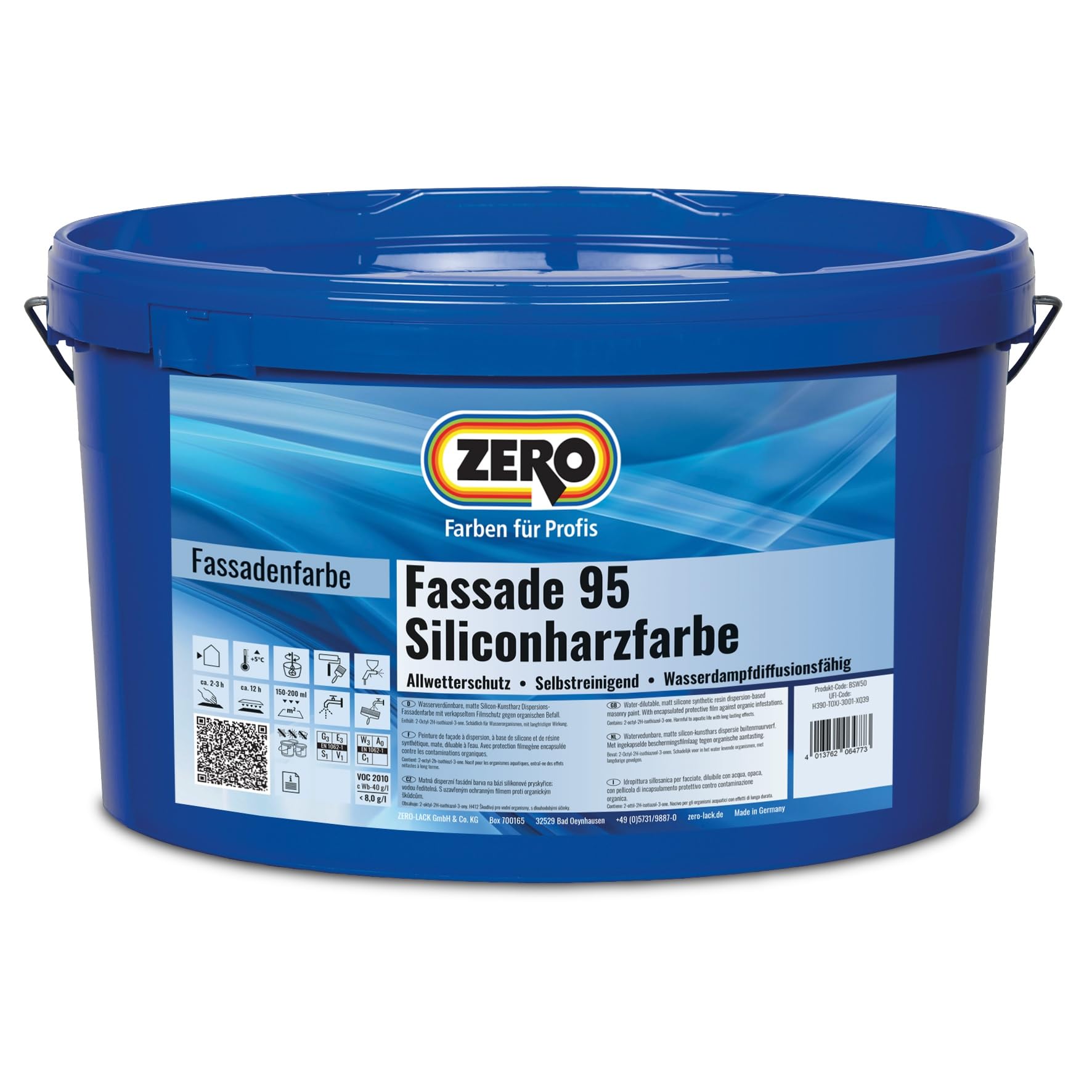 Zero Fassade 95 Siliconharzfarbe weiß 12,5 l | Fassadenfarbe
