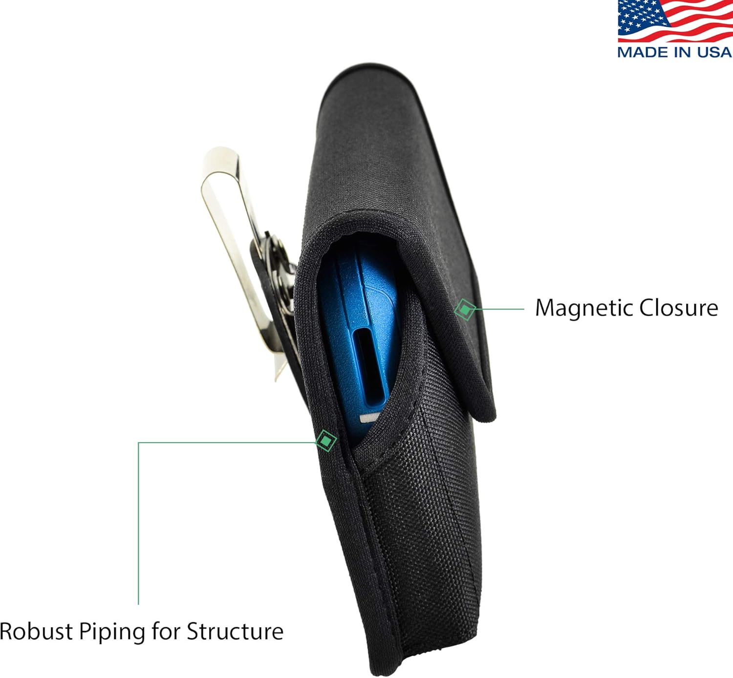 Turtleback Belt Clip Case Designed for iPhone 11 Pro Max (2019) / XS Max (2018) Fits w/OB Defender or Bulky Cases, Black Nylon Holster Pouch with Heavy Duty Rotating Belt Clip, Horizontal