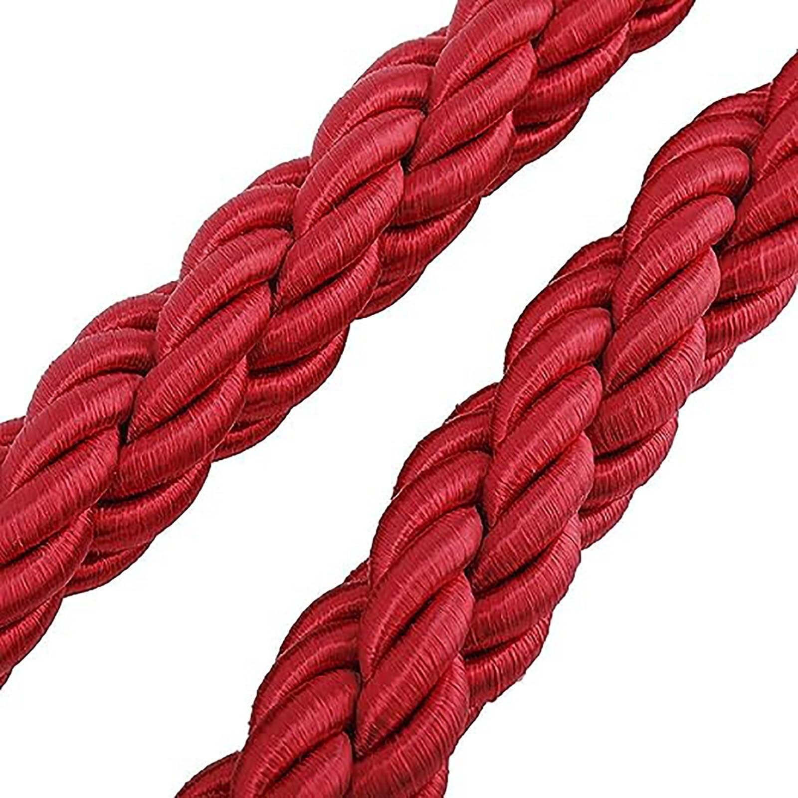 Zestaw czerwonych skręconych linek – 2 sztuki (3,5 m) liny do kontroli tłumu konopnego, do dekoracji wydarzeń, artykuły imprezowe, do hotelu, wielkich otworów, bariery bezpieczeństwa