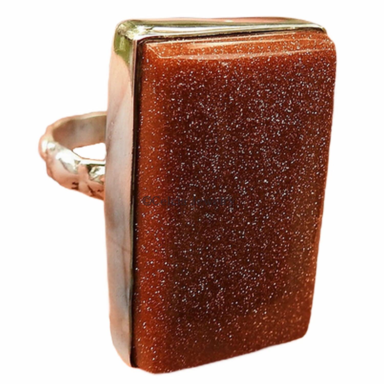 Hermoso anillo piedra preciosa natural de piedra solar, plata de ley 925, anillo rectangular de piedra roja, regalos de boda para parejas, anillo promesa, regalos de cumpleaños