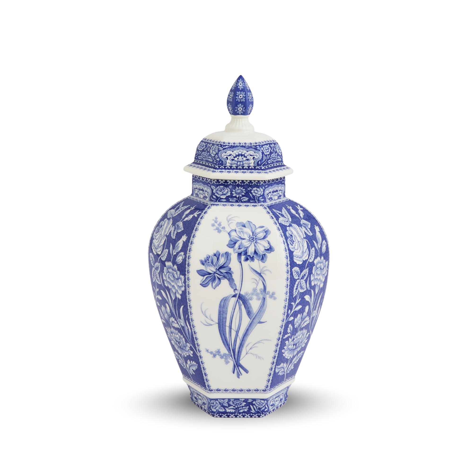 Blue Italian Blue, White Floral Vase