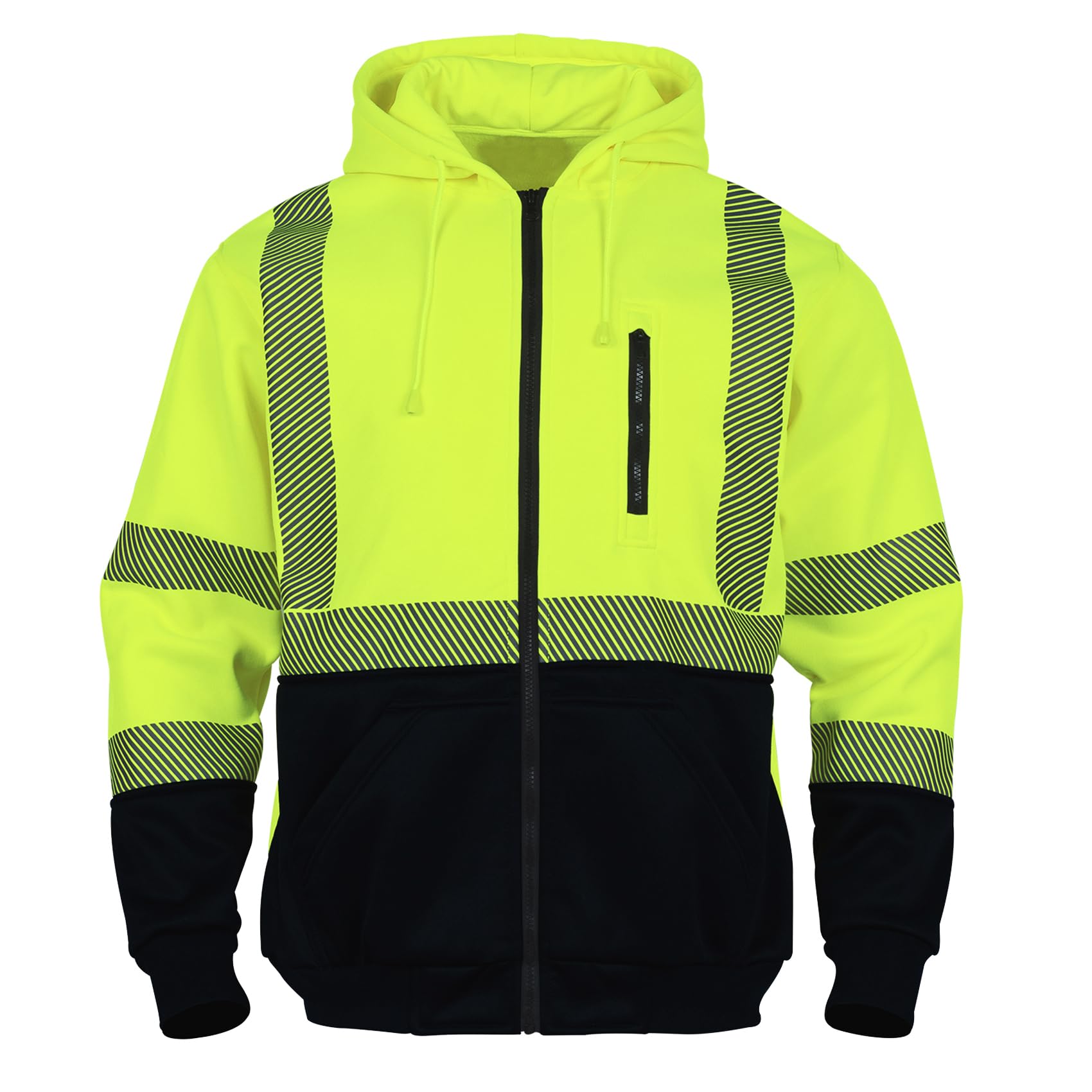 VENDACE High Visibility ANSI Class 3 Reflective Safety Fleece Sweatshirt Hoodie for Men Hi Vis Hoodies Zipper Jacket(Yellow,3XL)