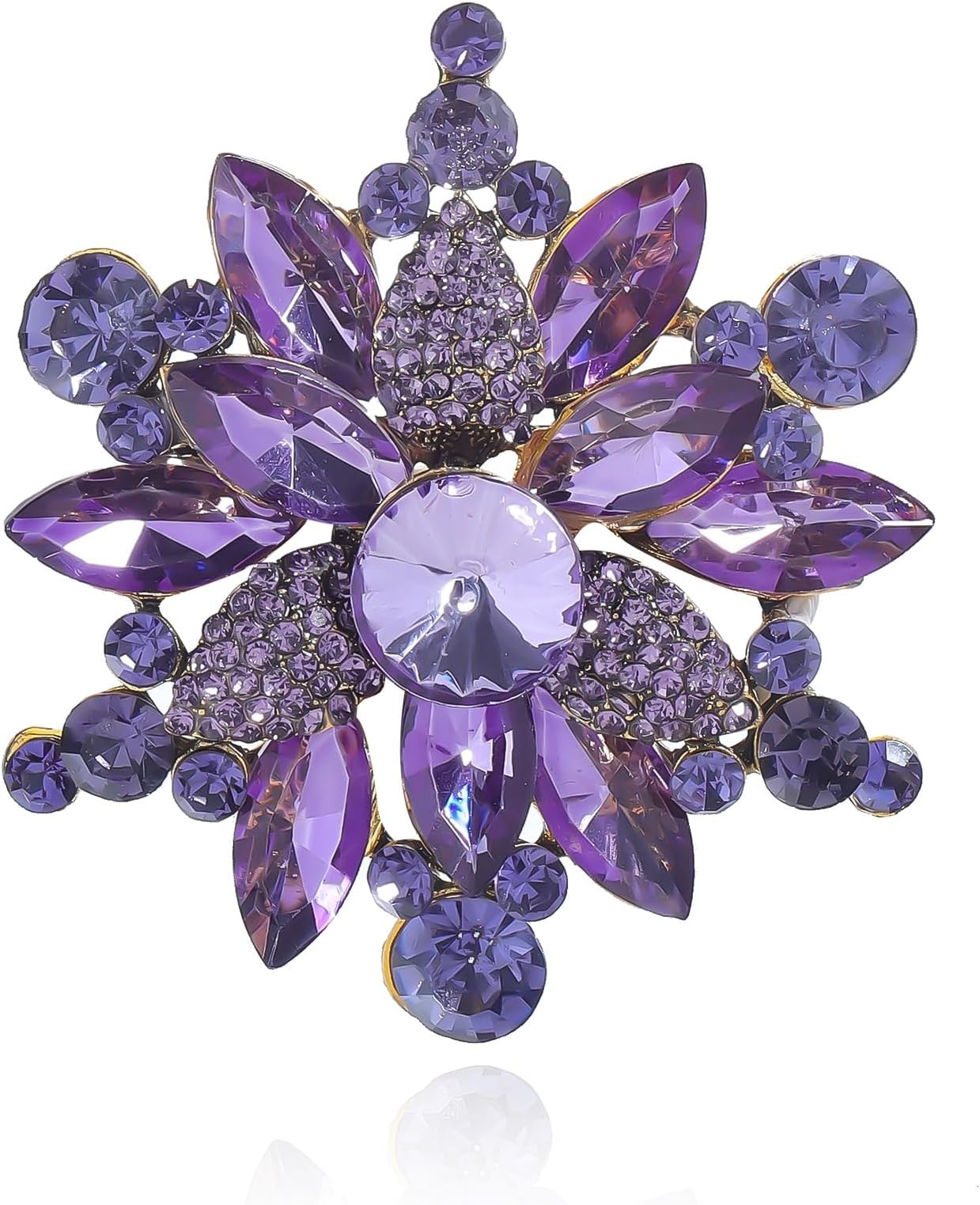 YOQUCOL Vintage Austrian Crystal Rhinestone Flower Shape Brooch Pin for Women, Crystal, cubic-zirconia