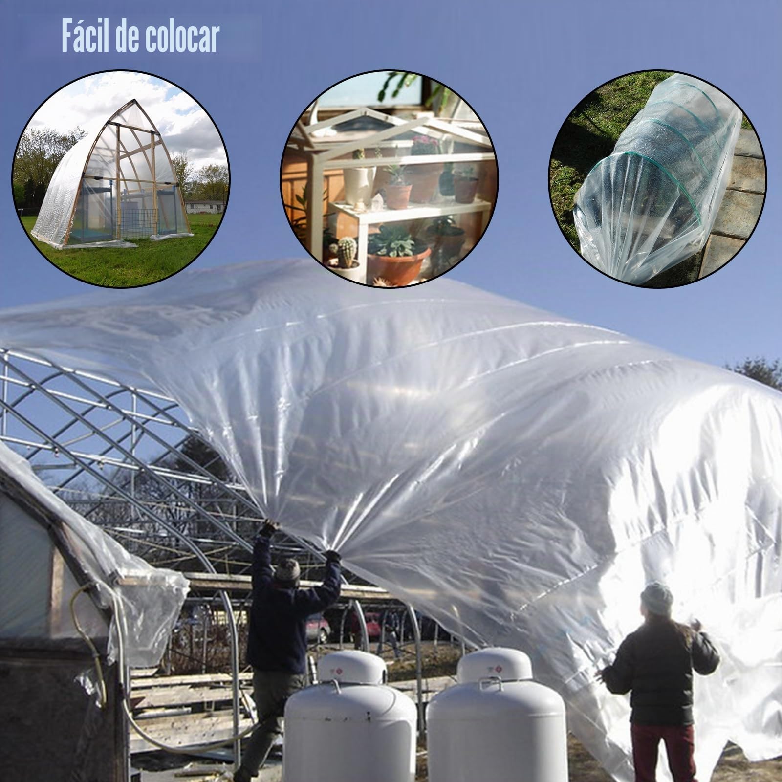 VEVOR Película de Invernadero de Polietileno, 7,3 m de Largo x 15,2 m de Ancho, Transparente, túnel de 0,15 mm de Grosor, láminas de Polietileno Resistentes al desgarro como láminas de plástico para