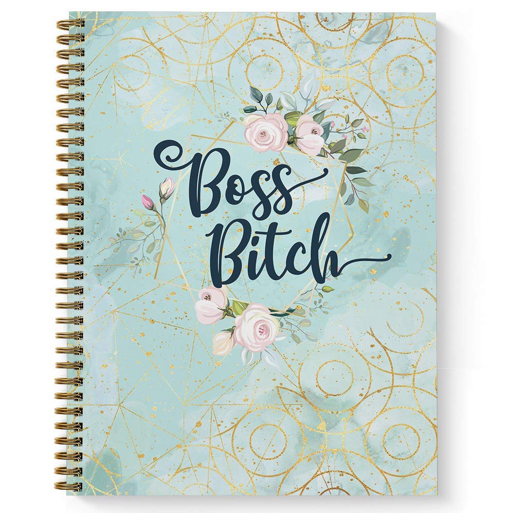 Softcover Boss B 8.5" x 11" Spiral Notebook/Journal, 120 College Ruled Pages, Durable Gloss Laminated Cover, Gold Wire-o Spiral. Made in the USA