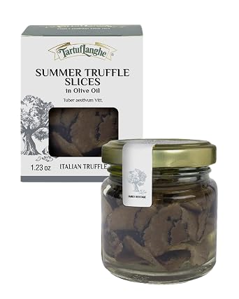 TartufLanghe Premium Black Truffle Carpaccio in Olive Oil Gourmet Italian Food with Preserved Black Truffles for Pasta, Risotto, Meat, Fish, Eggs, Salads, and Fine Foods - 1.23 oz Pack of 1