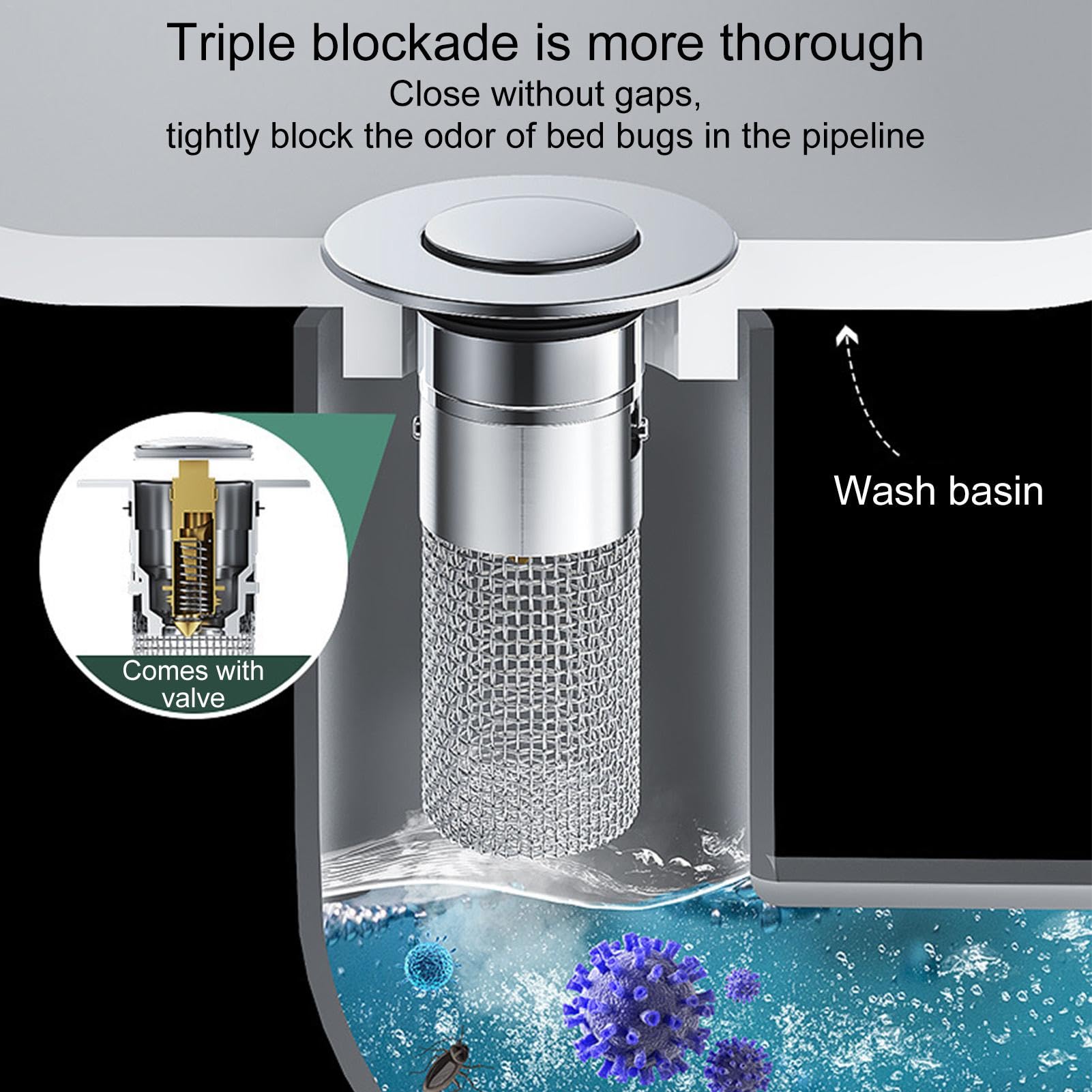Wastafel Zeef | Gootsteen Zeef Afvoer Cover Plug | Badkamer Afvoerstopper, Gootsteen Plugs Haar Catcher, Geurfilter voor Badkamer Douche Keuken
