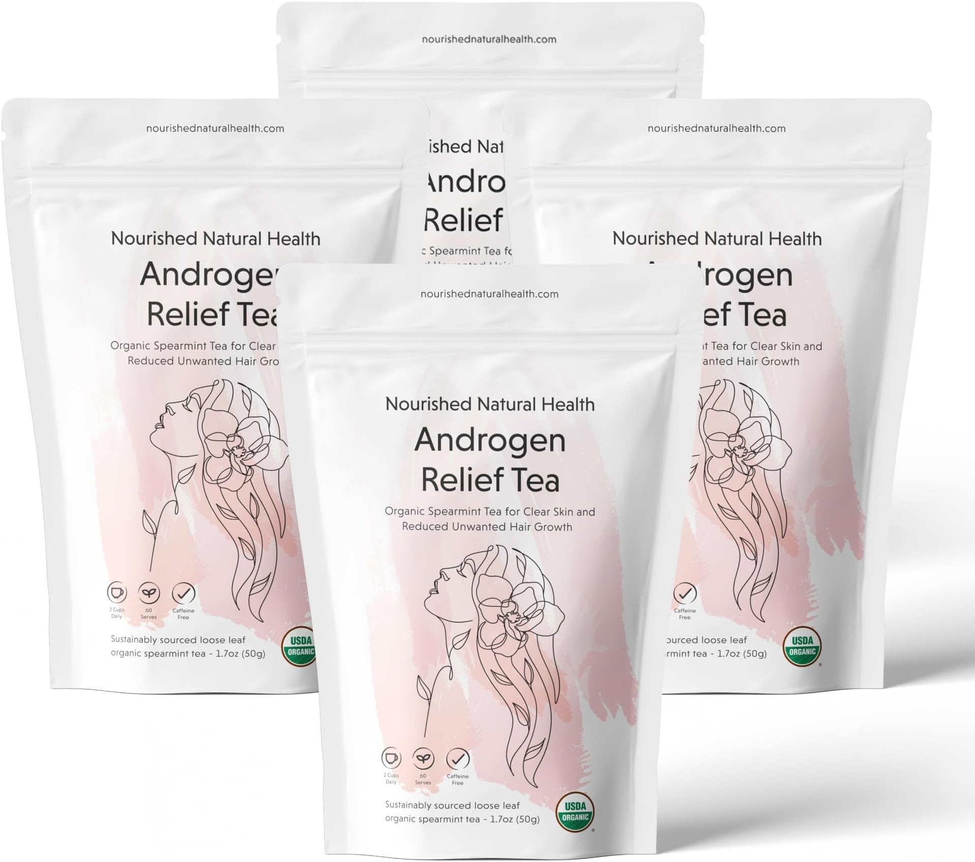 Androgen Relief Spearmint Tea – PCOS Relief Tea for Balanced Androgen Levels, Clear-Looking Skin & Unwanted Hair Support – Organic, Caffeine-Free, 240 Servings