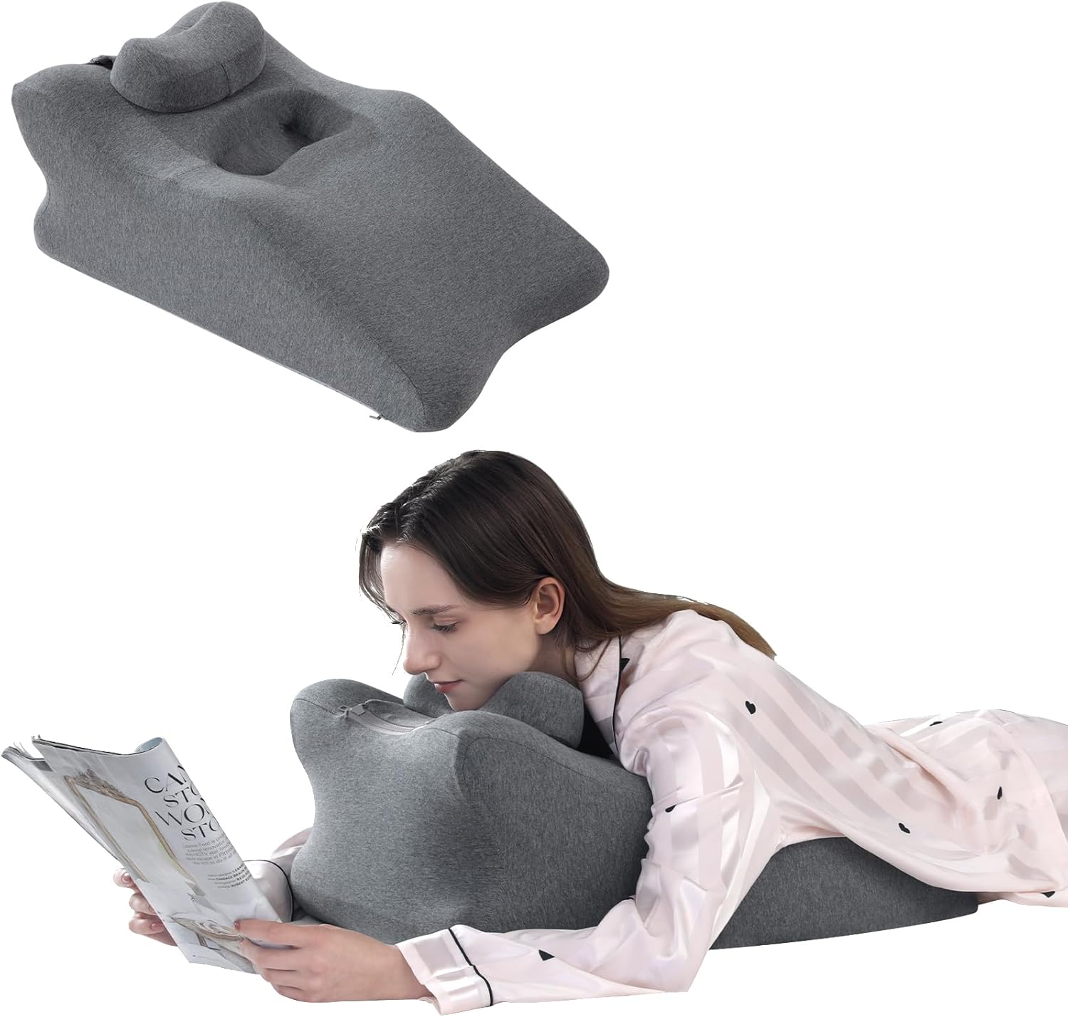 HOMBYS Triangle Face Down Pillow for Sleeping,Reading Wedge Pillow for Headboard,Ergonomic Prone Position Pillow,Memory Foam Pillow for Stomach Sleeper,Back & Neck Pain Relief Incline Cushion