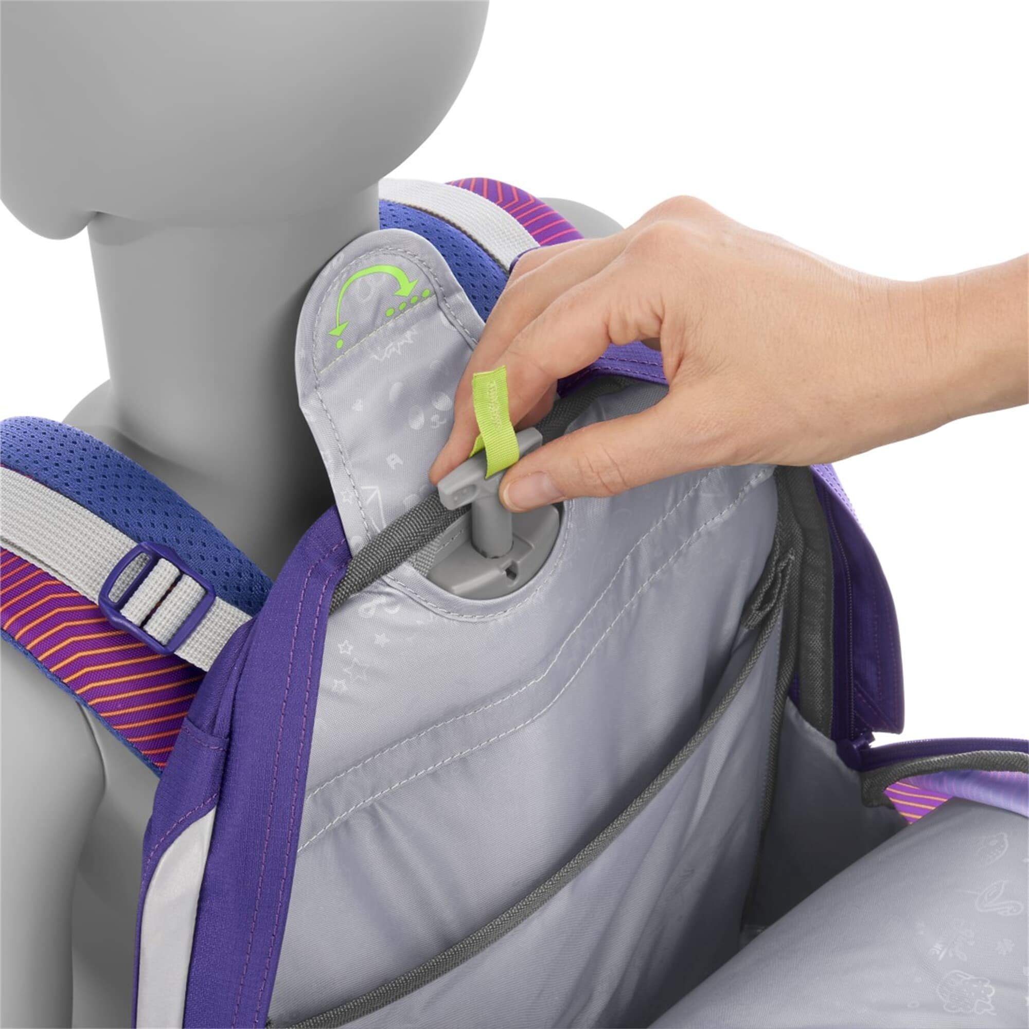 coocazoo Schulrucksack ScaleRale Soniclights Purple lila, ergonomischer Tornister, höhenverstellbar mit Brustgurt und Hüftgurt für Mädchen ab der 5. Klasse, 30 Liter