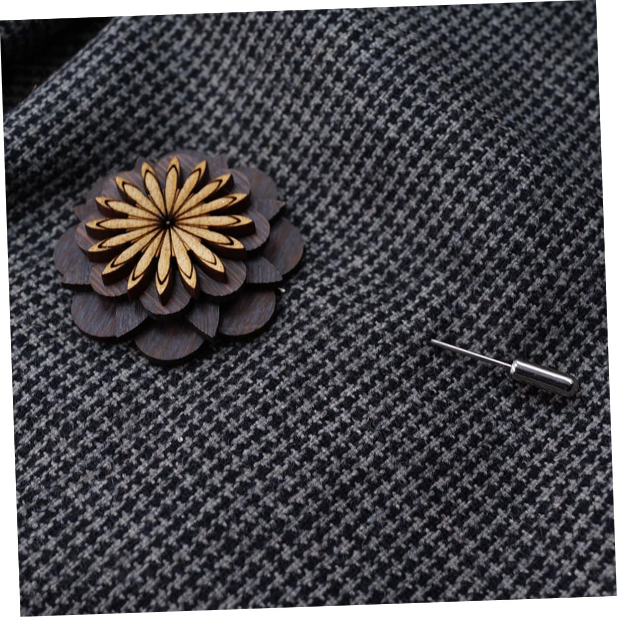 5stücke Holz Anstecknadel Blumen Brosche Für Herren Stilvolle Holz-boutonniere Für Anzüge Praktischer Und Modischer Schmuck Für Jeden Anlass