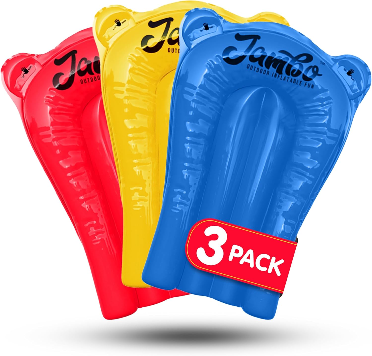 JAMBO 3 Pack Inflatable Body Boards for Water Slides, Boogie Boards for Pool, Lake & Slip Slides, Lightweight Floating Water Toys for Kids & Adults