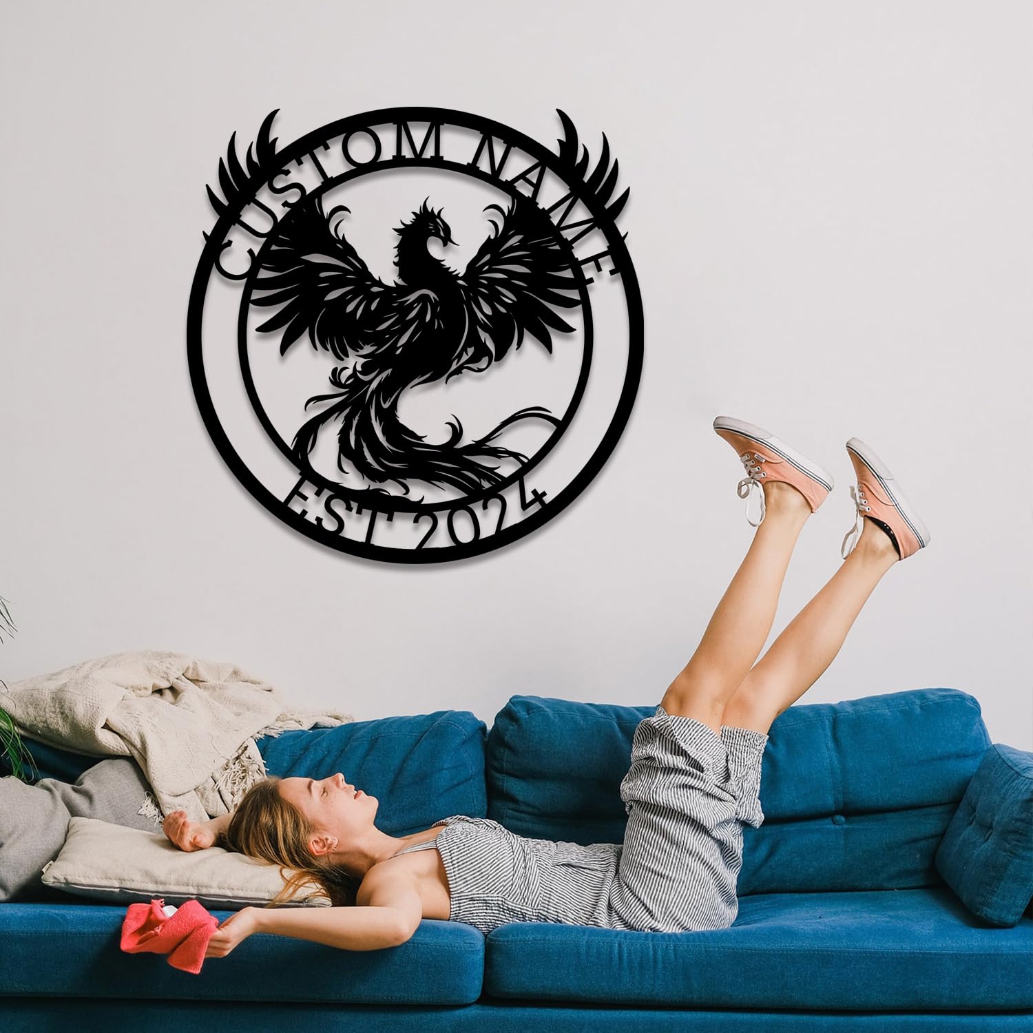 Houdoum Personalized Phoenix Metal Sign,Customize Phoenix Metal Wall Art,Phoenix Metal Wall Decor,Custom Phoenix Metal Sign, Phoenix Metal Wall Hangings (Style C)