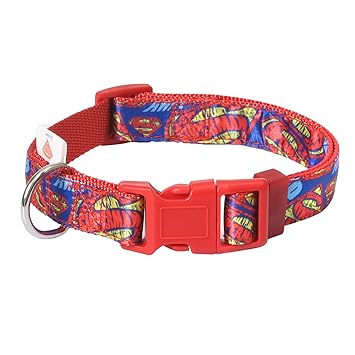 DC Comics Superman Dog Collar, Large | Officially Licensed DC Comics Superman Logo Dog Collar | Large Dog Collar for Large Dogs with D-Ring, Cute Dog Apparel & Accessories for Pets