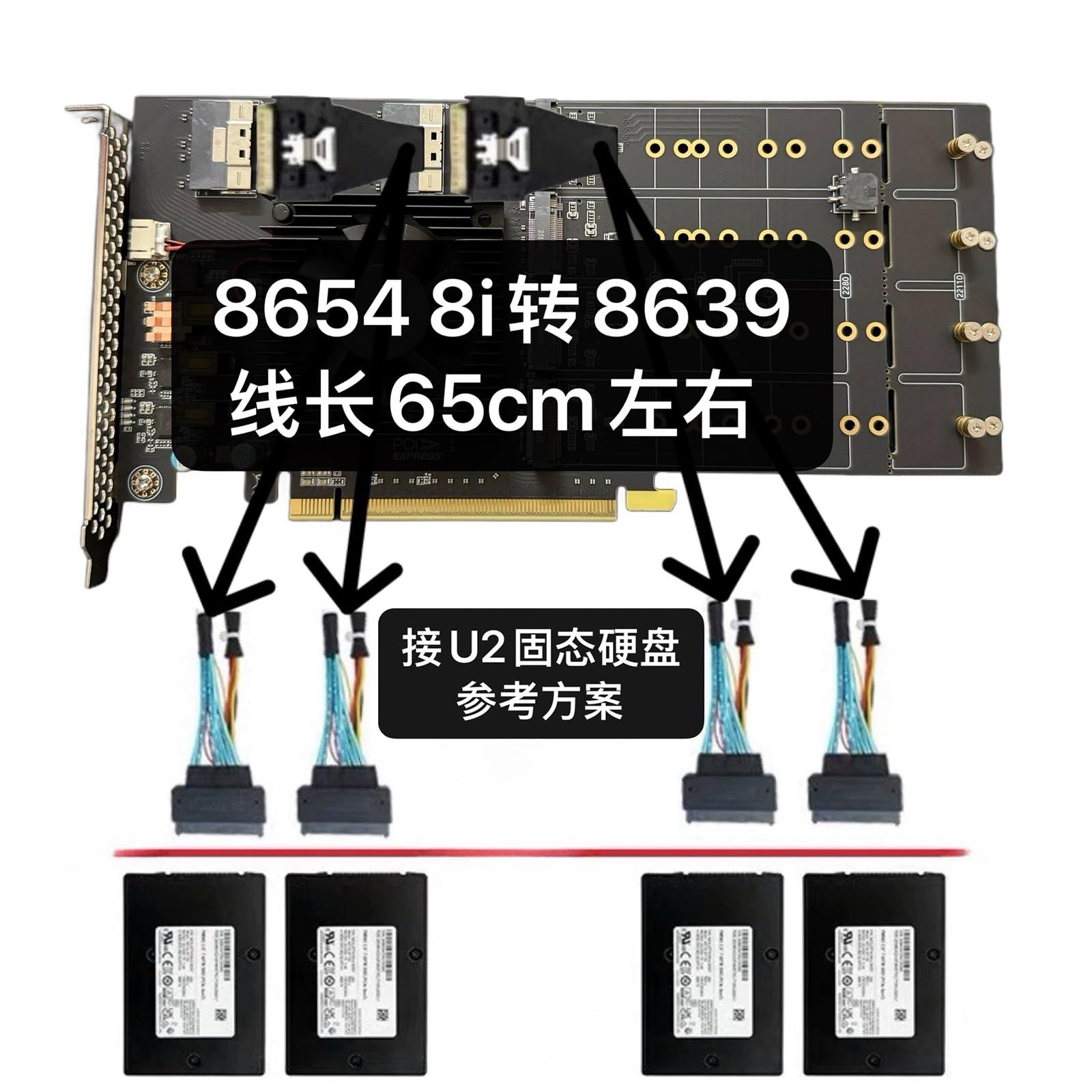 Tarjeta adaptadora PCIe4.0 de 12 bahías para discos duros U.2, instalación sin herramientas, sistemas de refrigeración sin ventilador, enchufes y adaptadores Play NVMe Hdds