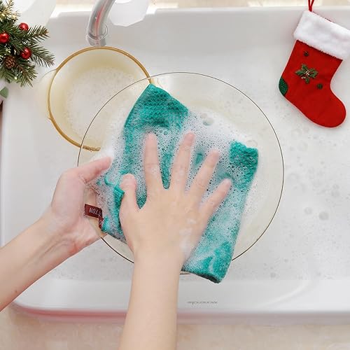 Miniatura 327 de Homaxy Trapos de cocina de 100% algodón, tejido de punto gofre, ultrasuaves, absorbentes y de secado rápido, 12 x 12 pulgadas, paquete de 6, arándano