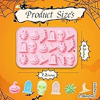 Vista 4 de Molde de silicona de Halloween para chocolate 3D para hornear chocolates, galletas, gomitas de caramelos, calaveras, calabazas, murciélagos