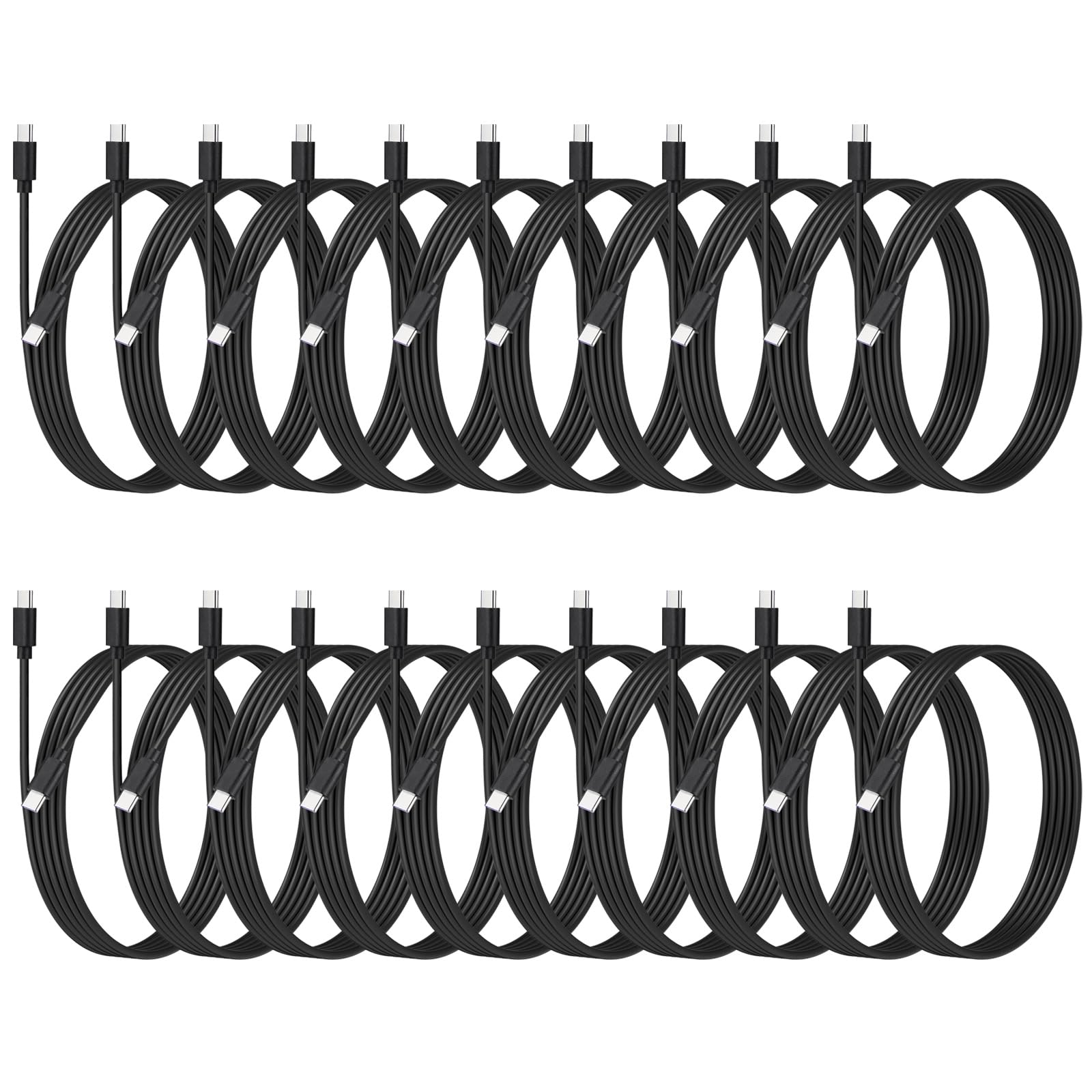 weishan 20-Pack USB C 48W Charger Cable - Multipack USB-C to Type C Charging Cords Bulk, 3.3ft