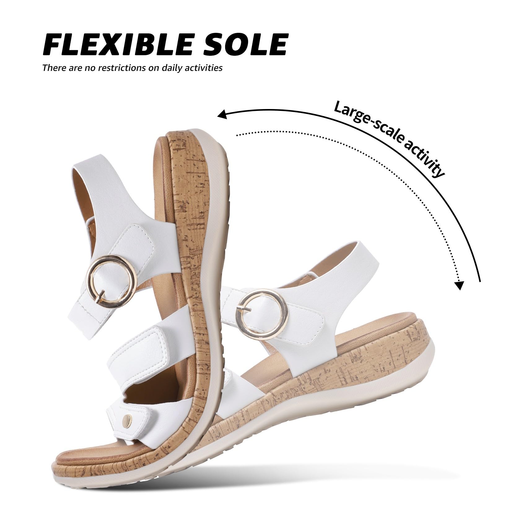 Littleplum Sandales Femme Été Confortables 3 Fermetures Auto-Agrippantes Réglables Support de Voûte Plantaire Sandale