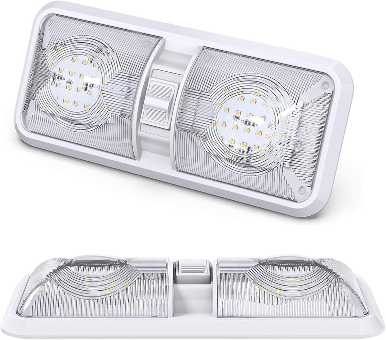 NOGRAX Led Ceiling Light 12V 24V Double Dome Light With ON/Off Dimmer Switch Interior Lighting for RV Camper Car Trailer Boat Motorhome Truck Roof (10)