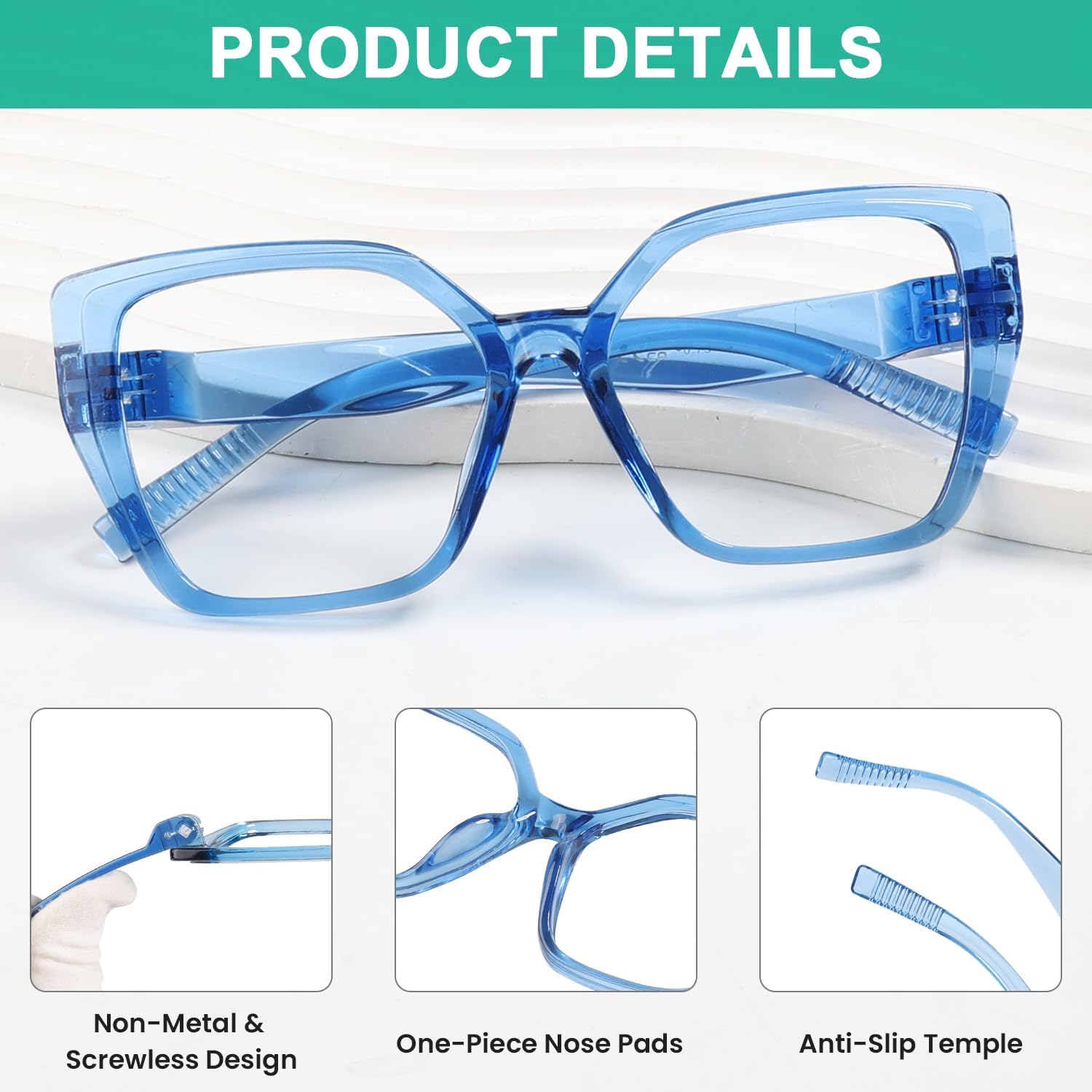Eyekepper Metalless Screwless Blue Light Blocking Reading Glasses Spring Hinges Oversized Cat Eye 6 Pack Women's Readers