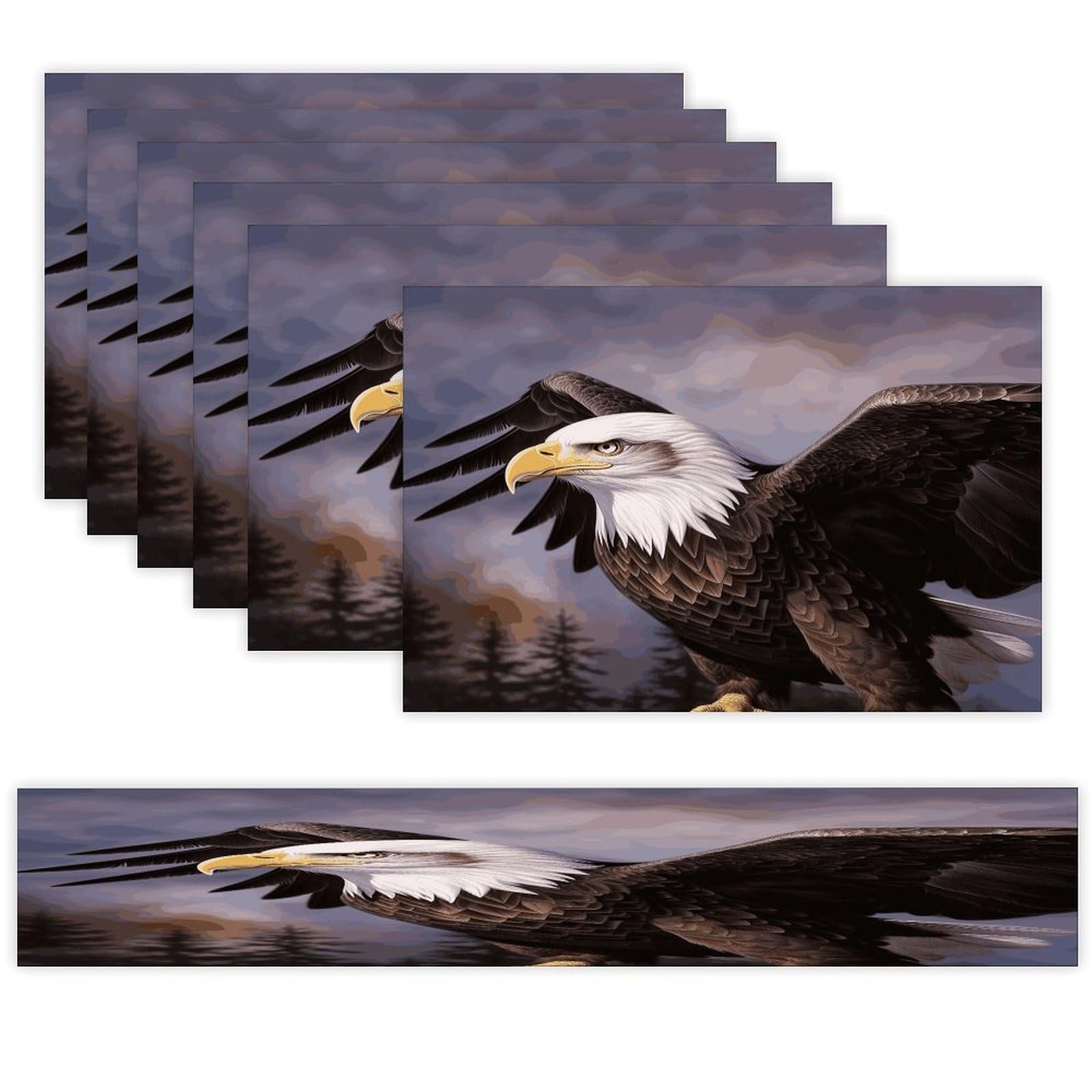 Bald Eagle Table Runner and Placemats Set of 6 Heat Resistant Table Runner Place Mats Modern Cloth Table Mat Washable Linen Placemat Festive Reusable Set