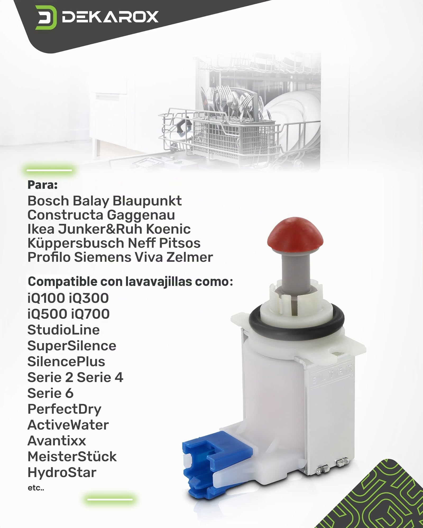 Electroválvula en caso de error E19 para Bosch Siemens Neff Constructa Balay 11033896 631199 00631199 para bolsa de agua en lavavajillas lavavajillas