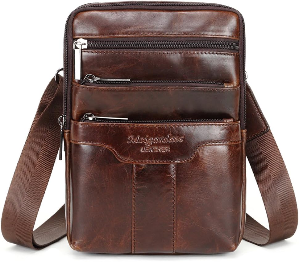 Men's Genuine Leather Cowhide Vintage Messenger Bag Shoulder Bag Crossbody Bag