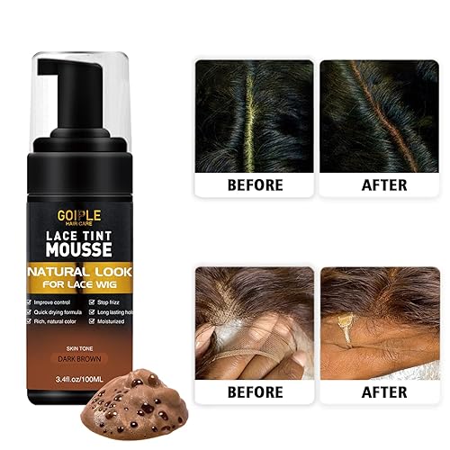 Miniatura 4 de Mousse de fusión de tinte de encaje para pelucas, tupés y postizos, juego de herramientas de acabado natural y pegamento (marrón oscuro)