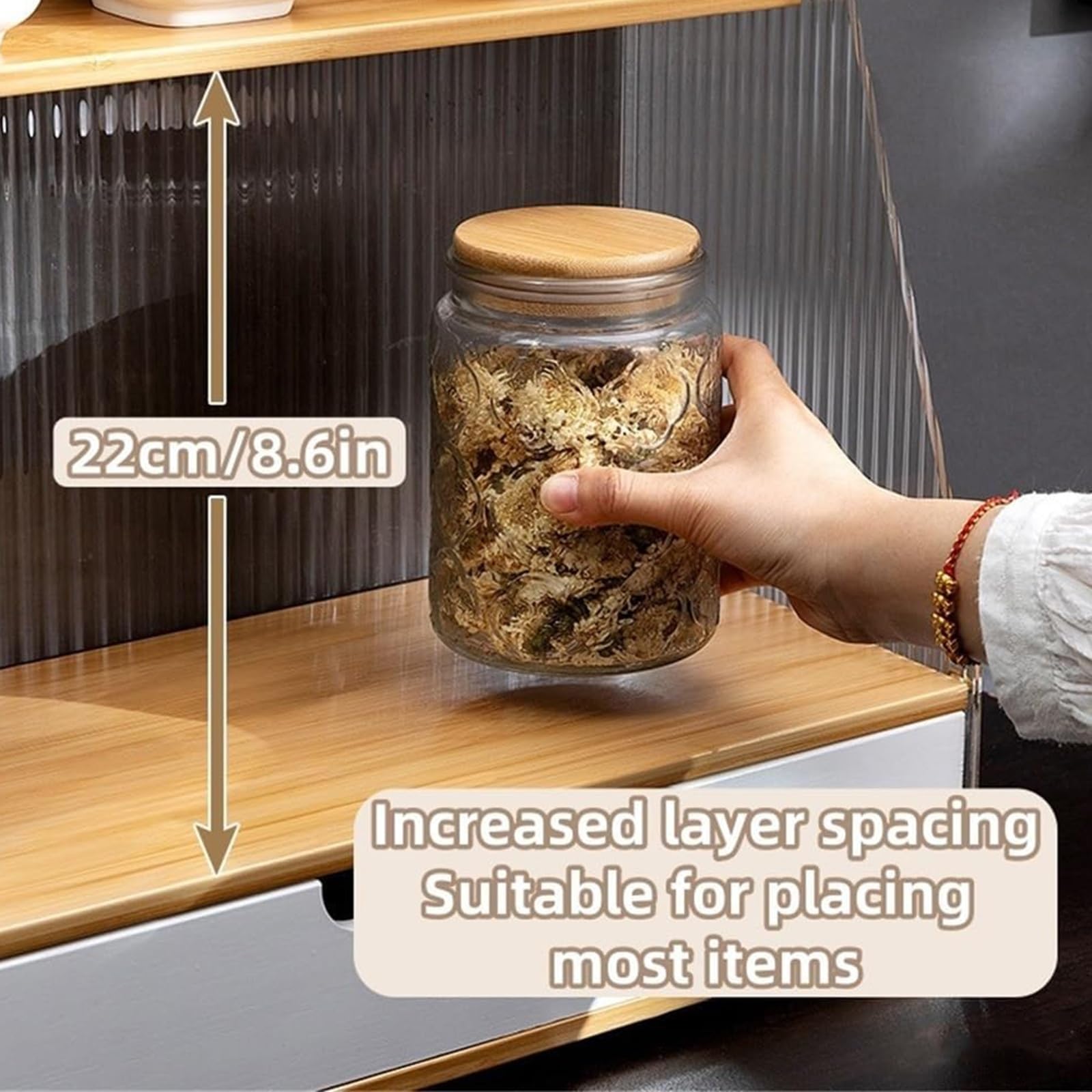 2-stöckiger Acryl-Kaffee-Bar-Organizer für Arbeitsplatte, multifunktionales Küchenregal für Tee, Kaffee, Zubehör und Gewürze, 34 cm