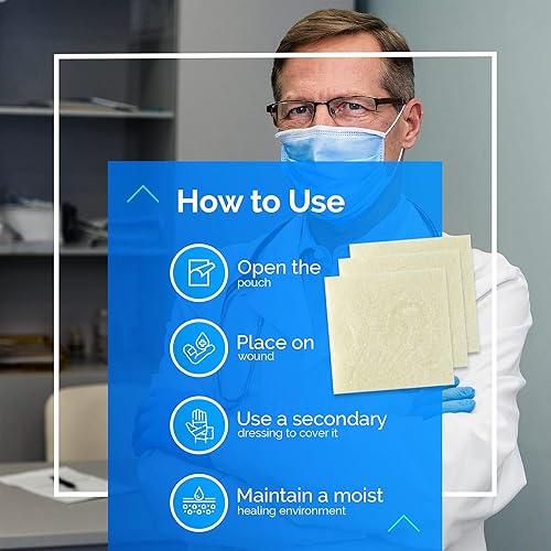 Miniatura 7 de Simpurity Almohadillas de apósito de heridas de colágeno 100% puro, vendajes de 4 x 4 para heridas, suministros médicos suaves y cómodos para el