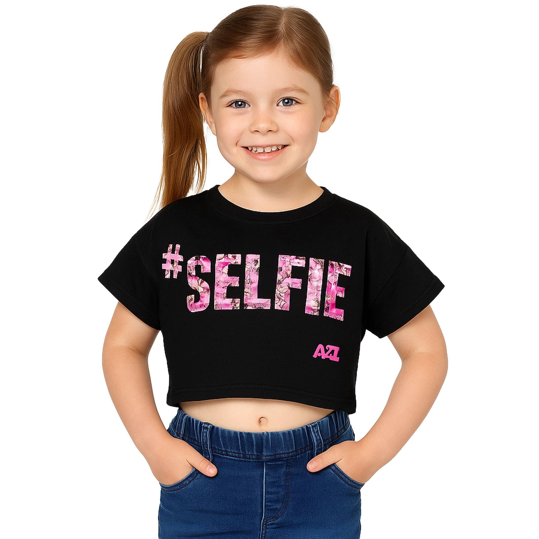 A2z 4 Kids Girls Black Selfie Floss - Crop Top Selfie Splash 13
