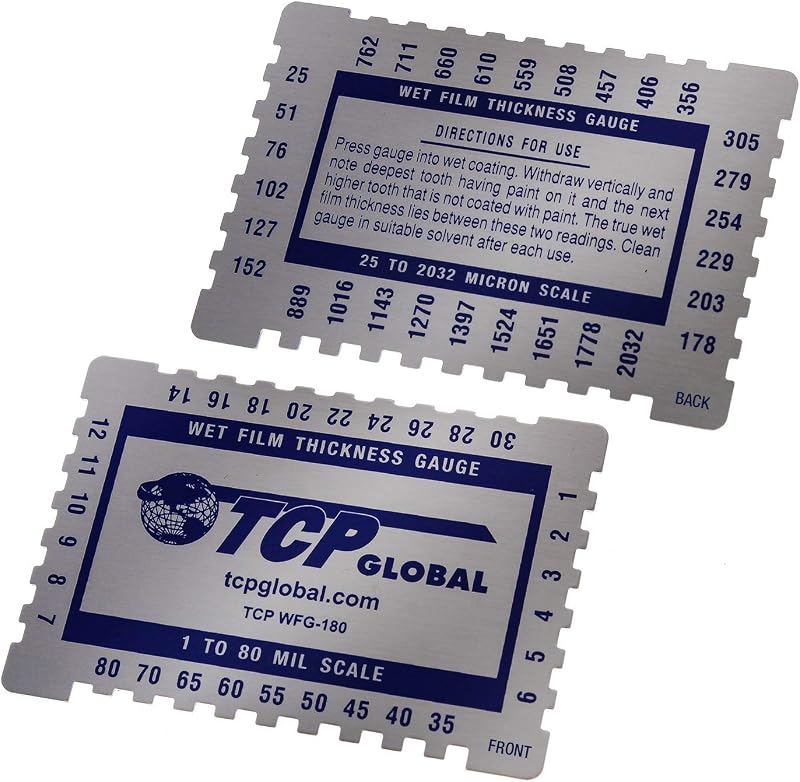TCP Global Wet Film Thickness Gauge Comb, 1-80 Mil Scale