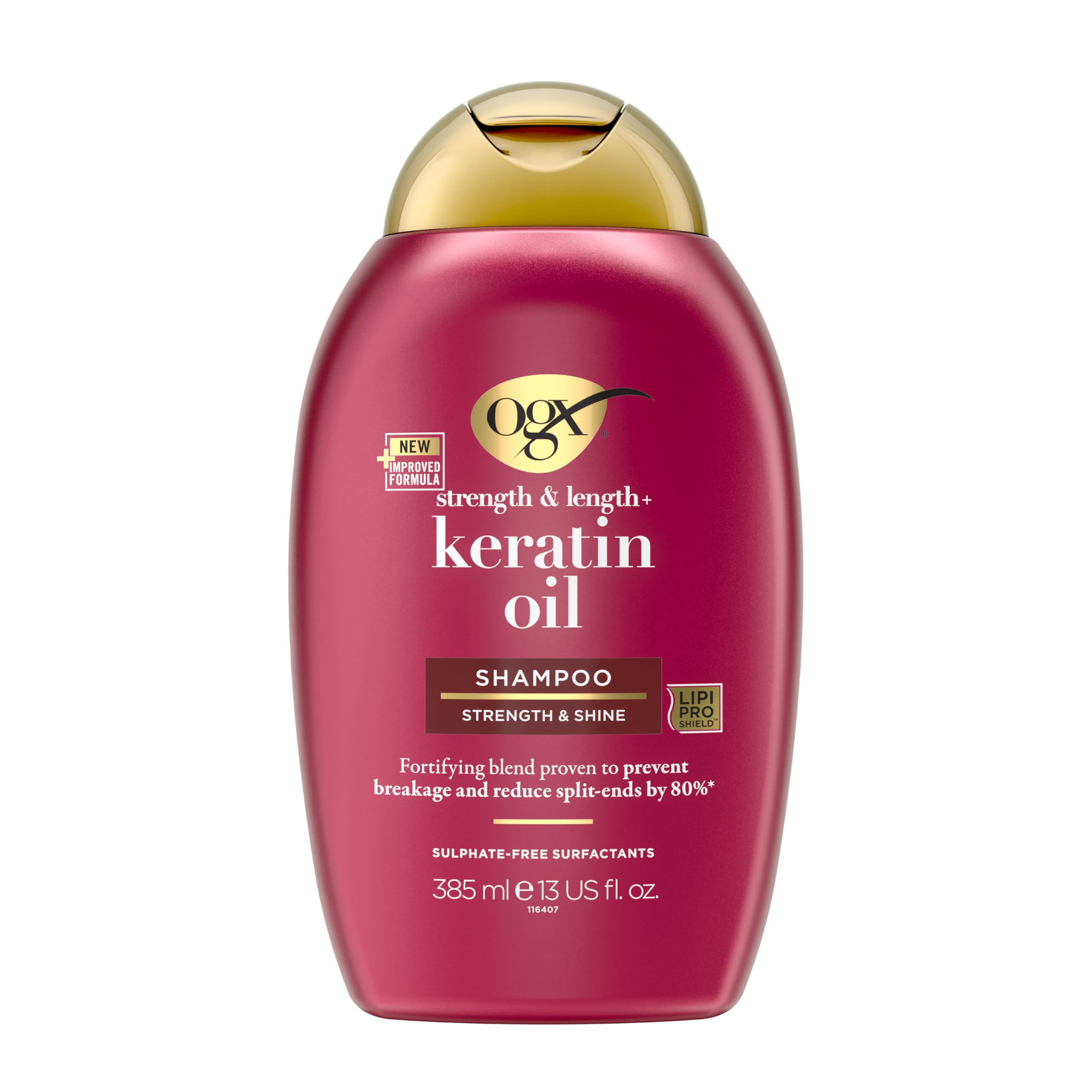 OGX Keratin Oil Shampoo kräftigendes Anti Haarbruch Shampoo mit Keratin Öl für strapaziertes Haar bei Haarbruch und Spliss, 385ml