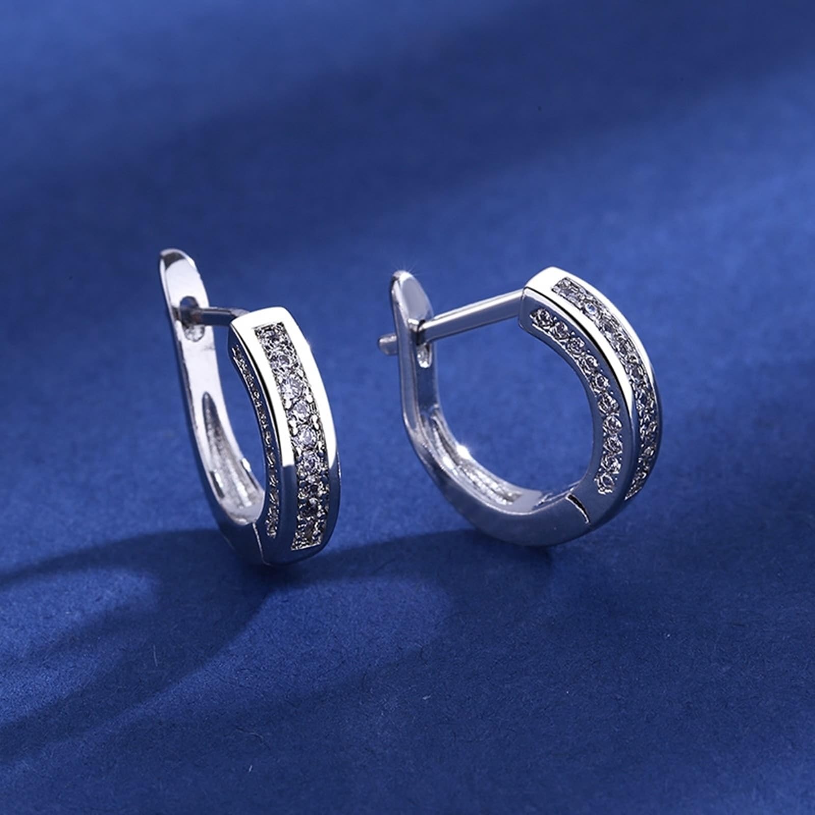 AMDXD Orecchini da donna in vero oro bianco 9 carati 375, classici orecchini a cerchio con moissanite, orecchini pendenti in oro 9 carati