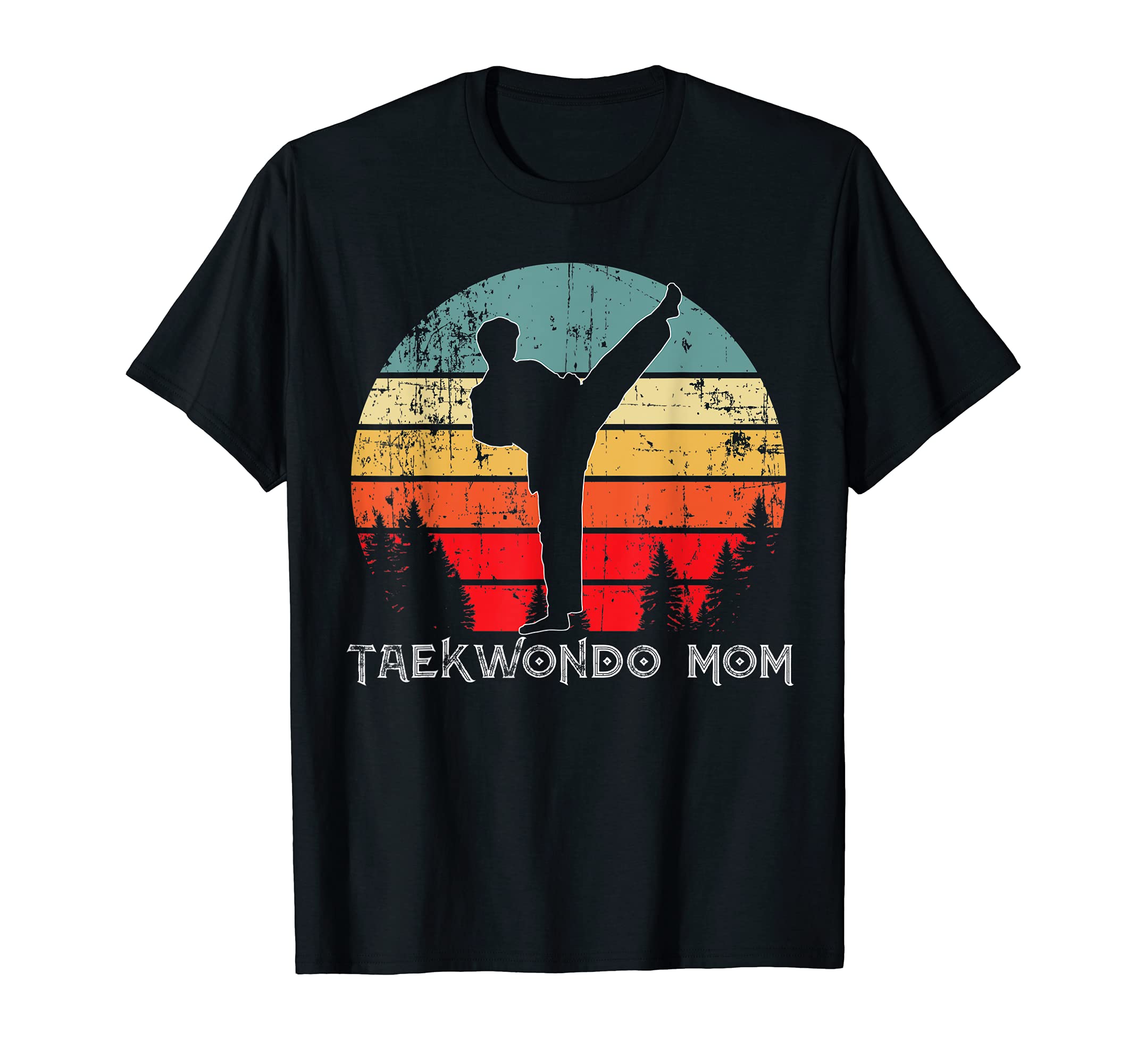 Taekwondo Mom Vintage Sunset Son T-Shirt, Black